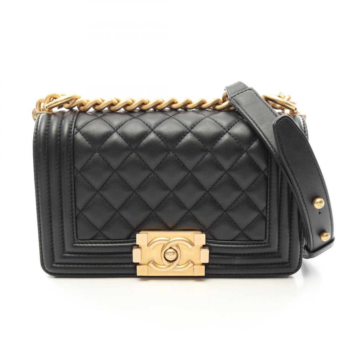 Chanel Boy Chanel Black Leather Shoulder Bag (Pre-Owned)