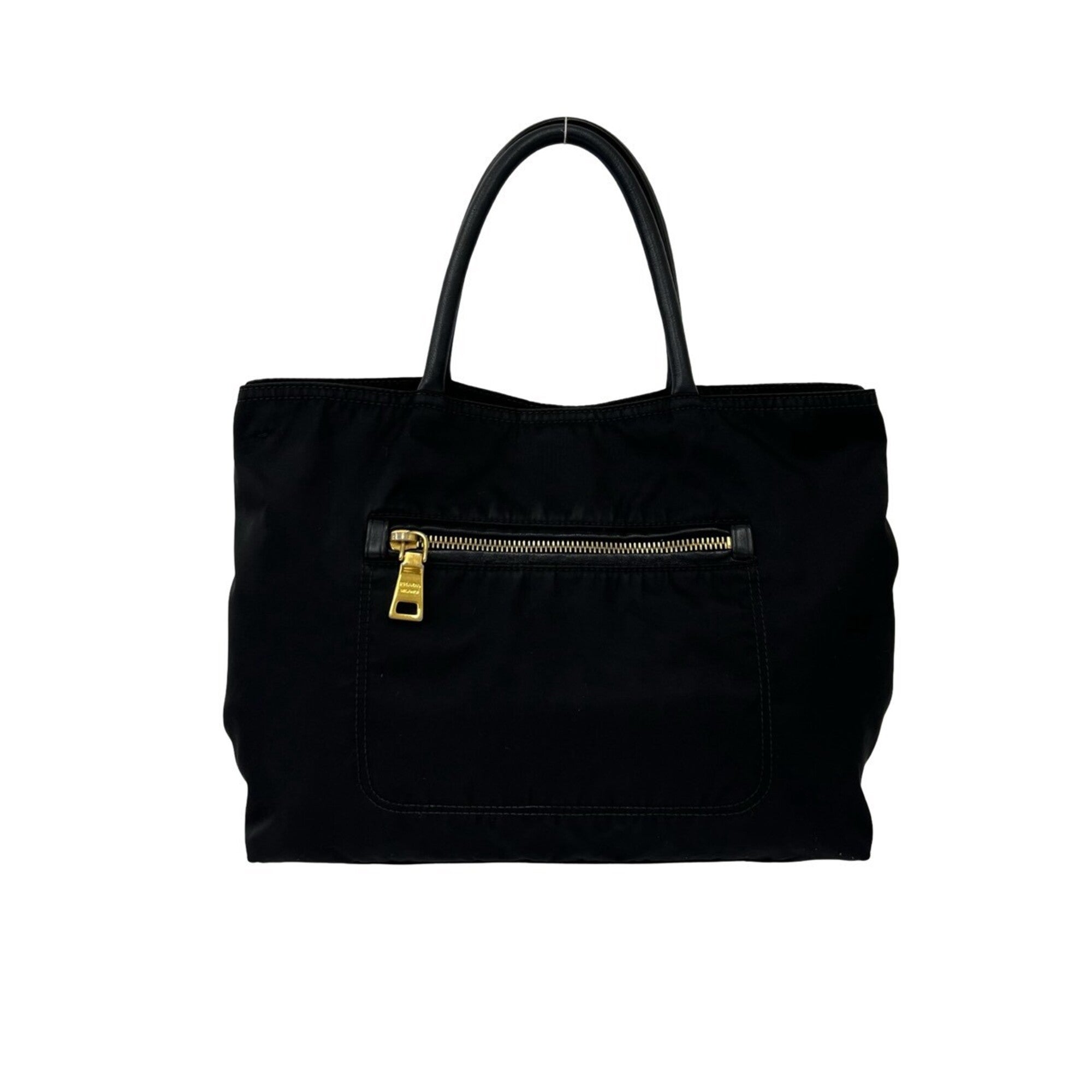 Prada Black Nylon Leather Handbag Shoulder Bag Tote Bag (Pre-Owned)