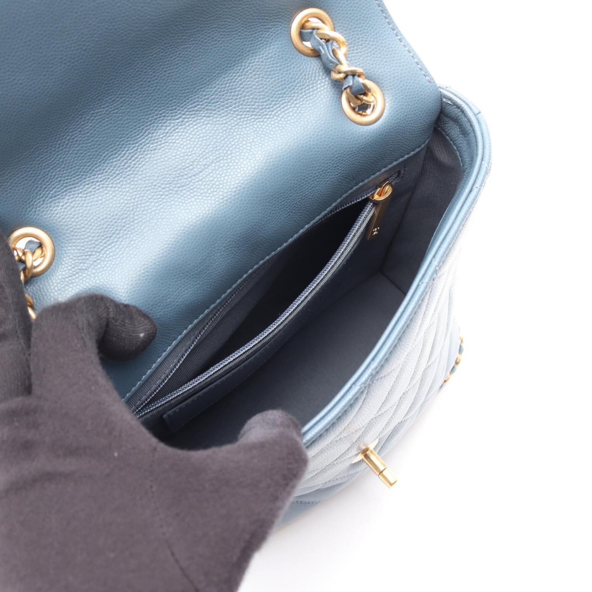 Chanel Blue Grained Calfskin Backpack Handbag (Pre-Owned)