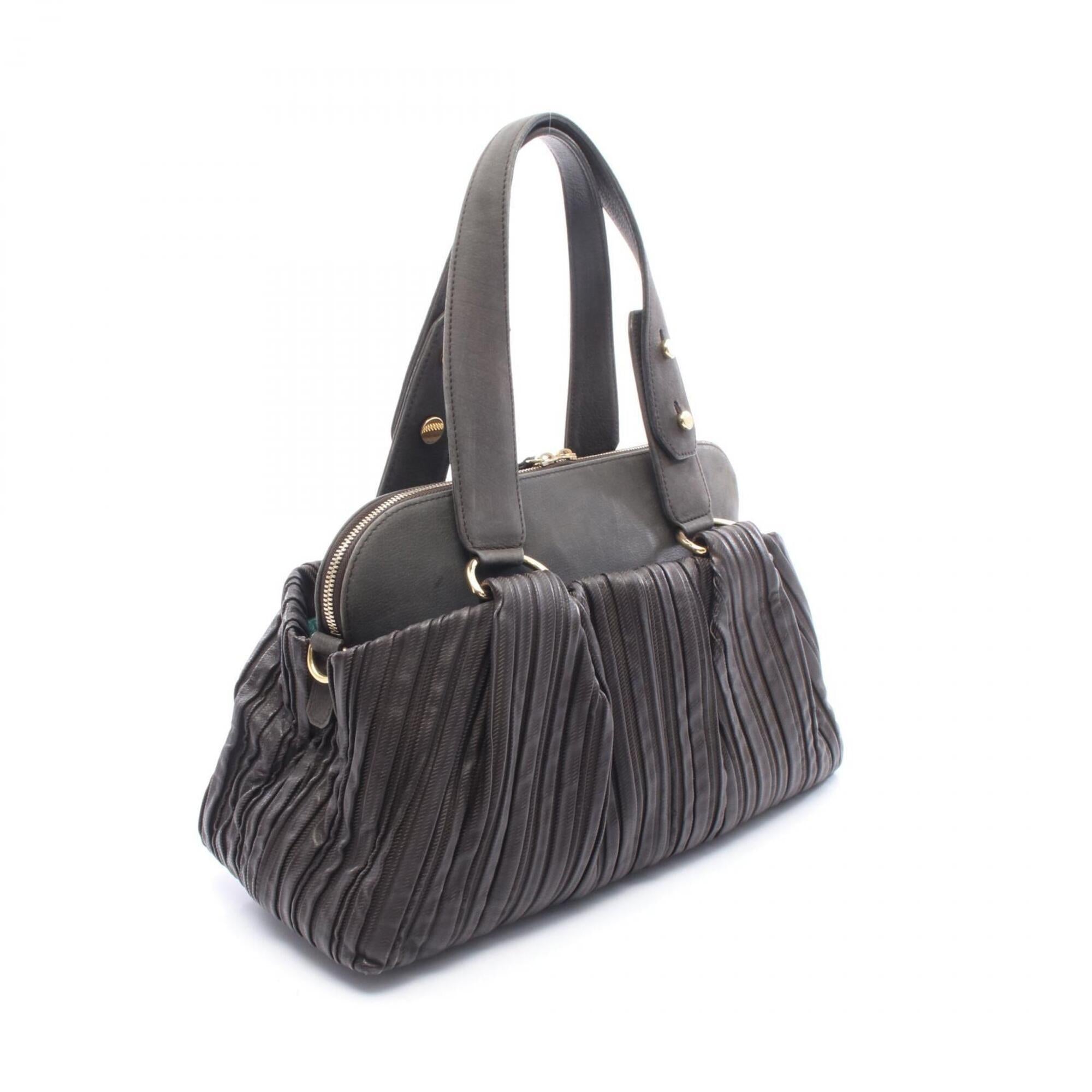 Bvlgari Brown Green Leather Handbag (Pre-Owned)