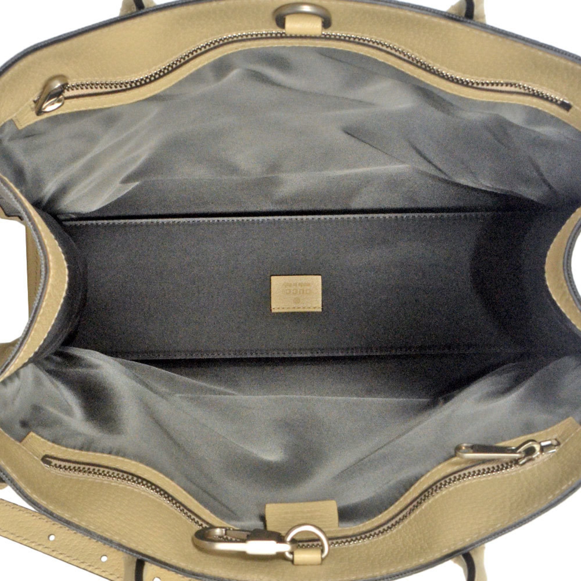 Gucci Gray Nylon Leather Tote Bag (Pre-Owned)