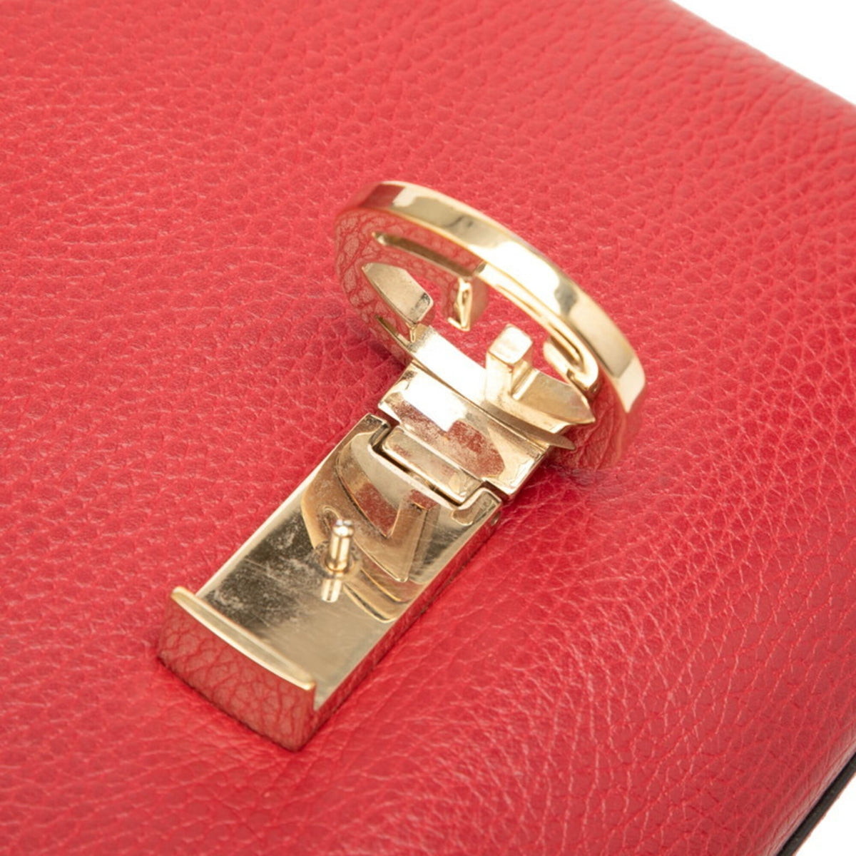 Gucci Red Color Leather Handbag Shoulder Bag (Pre-Owned)