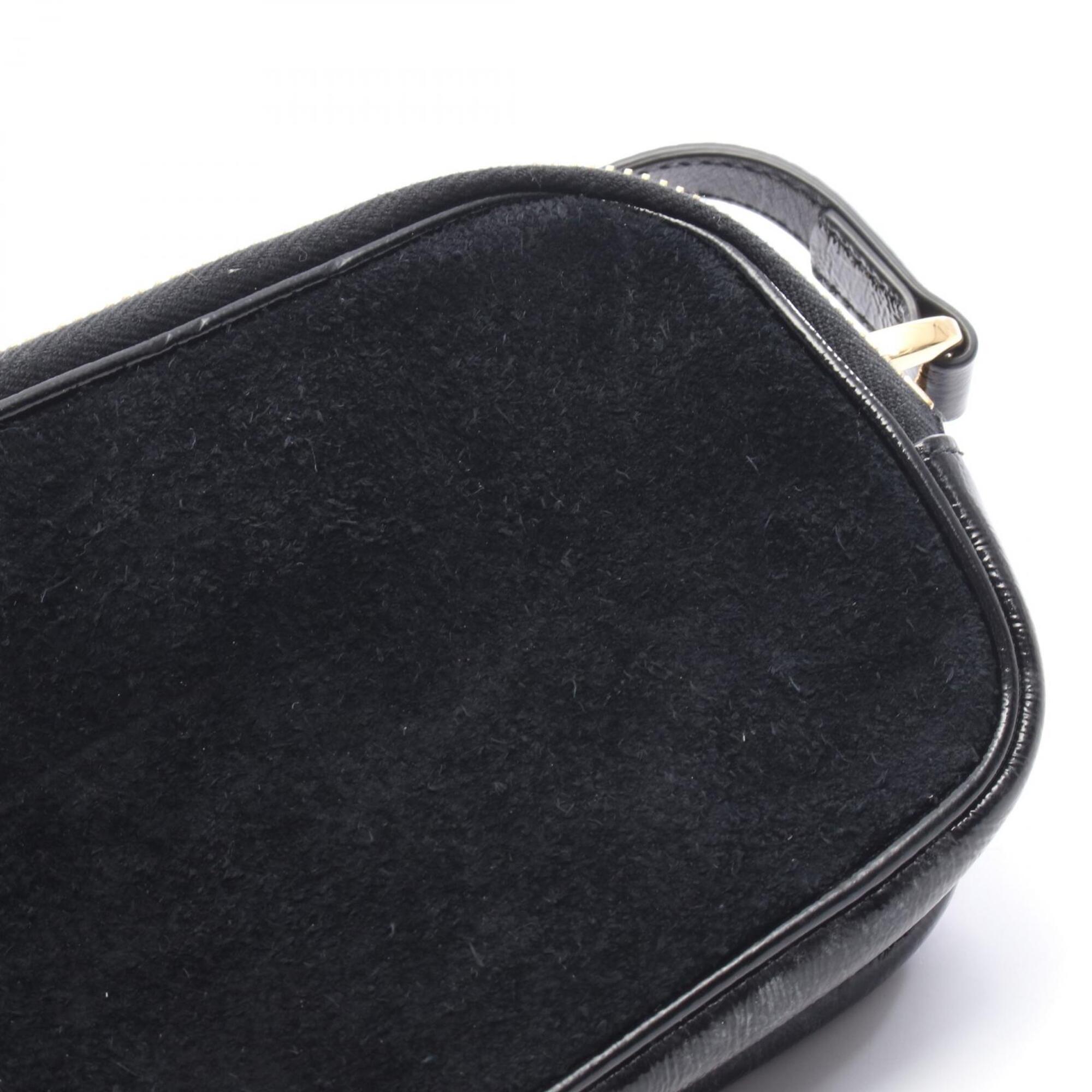 Gucci Black Patent Leather Suede Handbag Shoulder Bag (Pre-Owned)