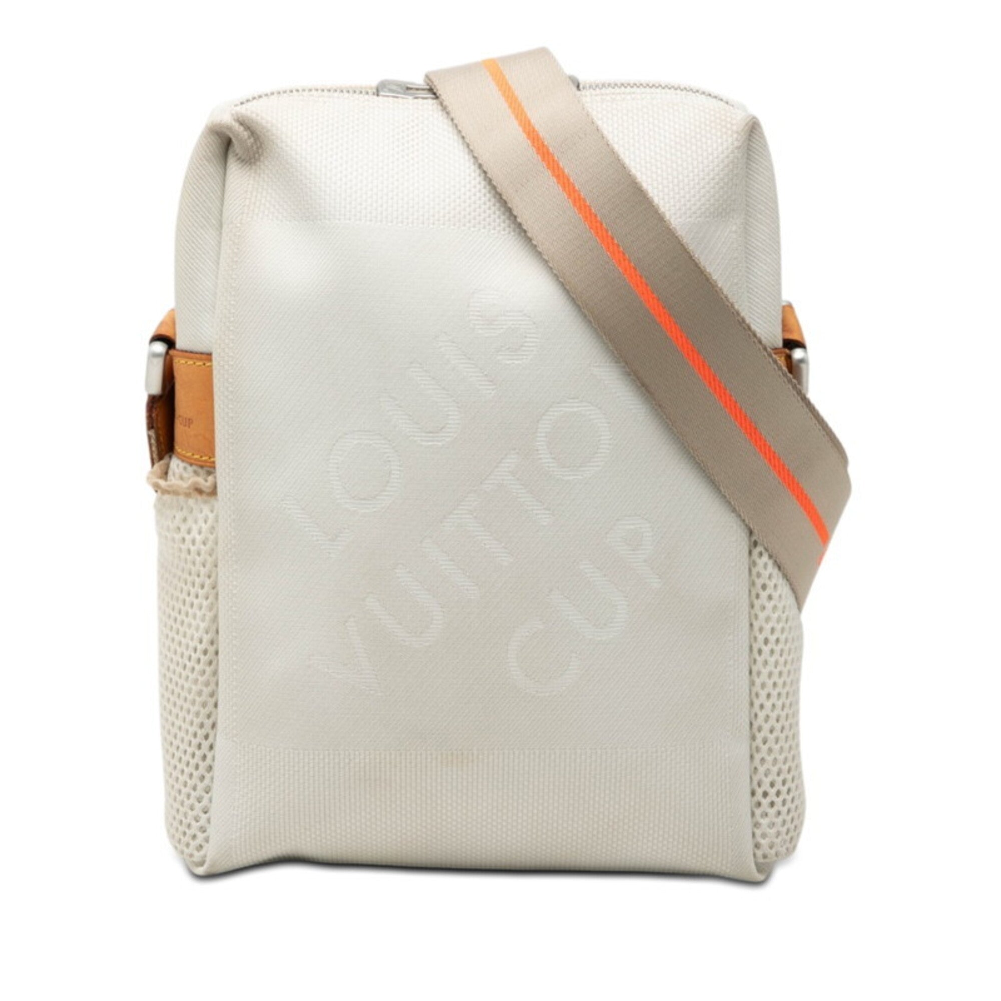 Louis Vuitton White Canvas Leather Shoulder Bag (Pre-Owned)