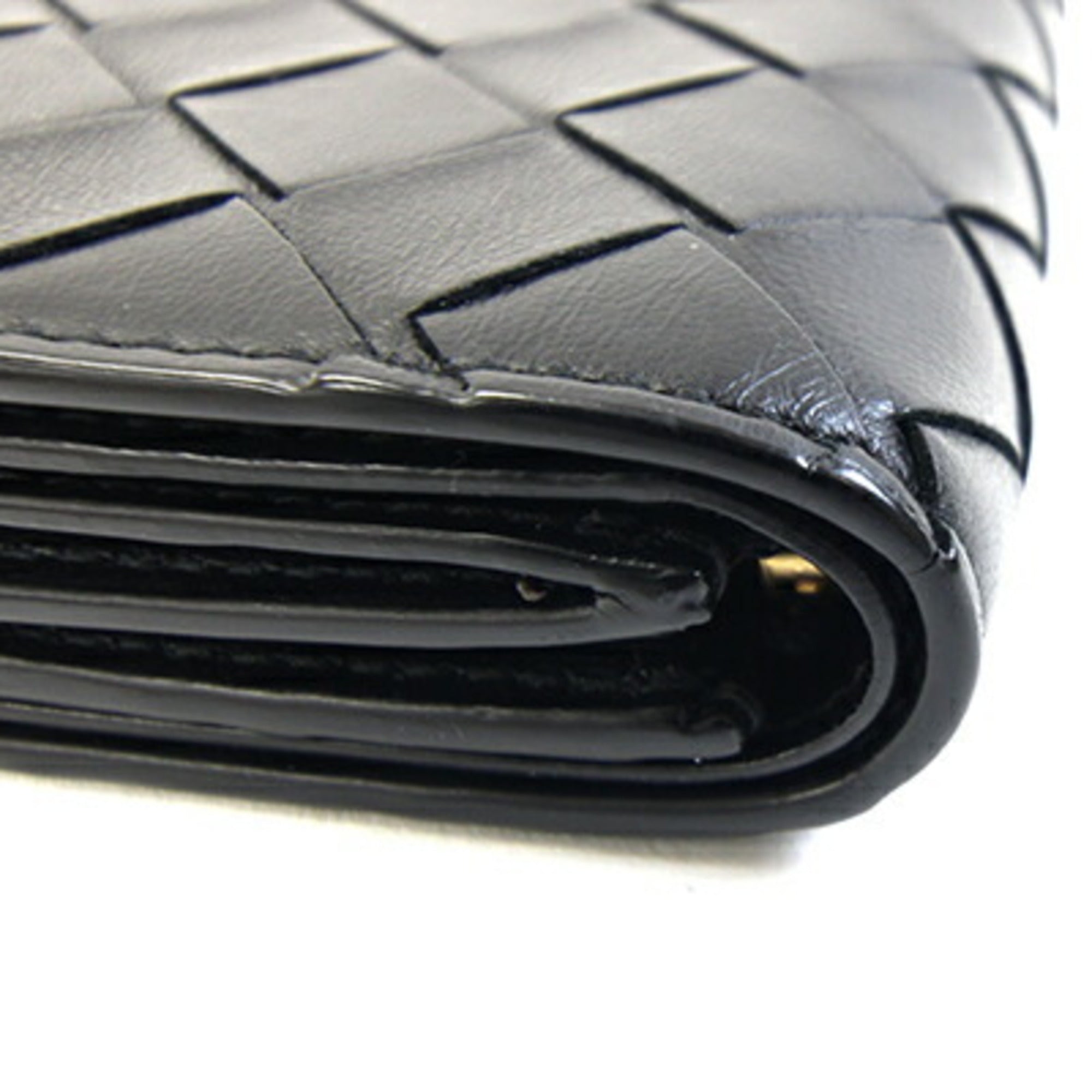 Bottega Veneta Intrecciato Black Leather Wallet (Tri-Fold) (Pre-Owned)