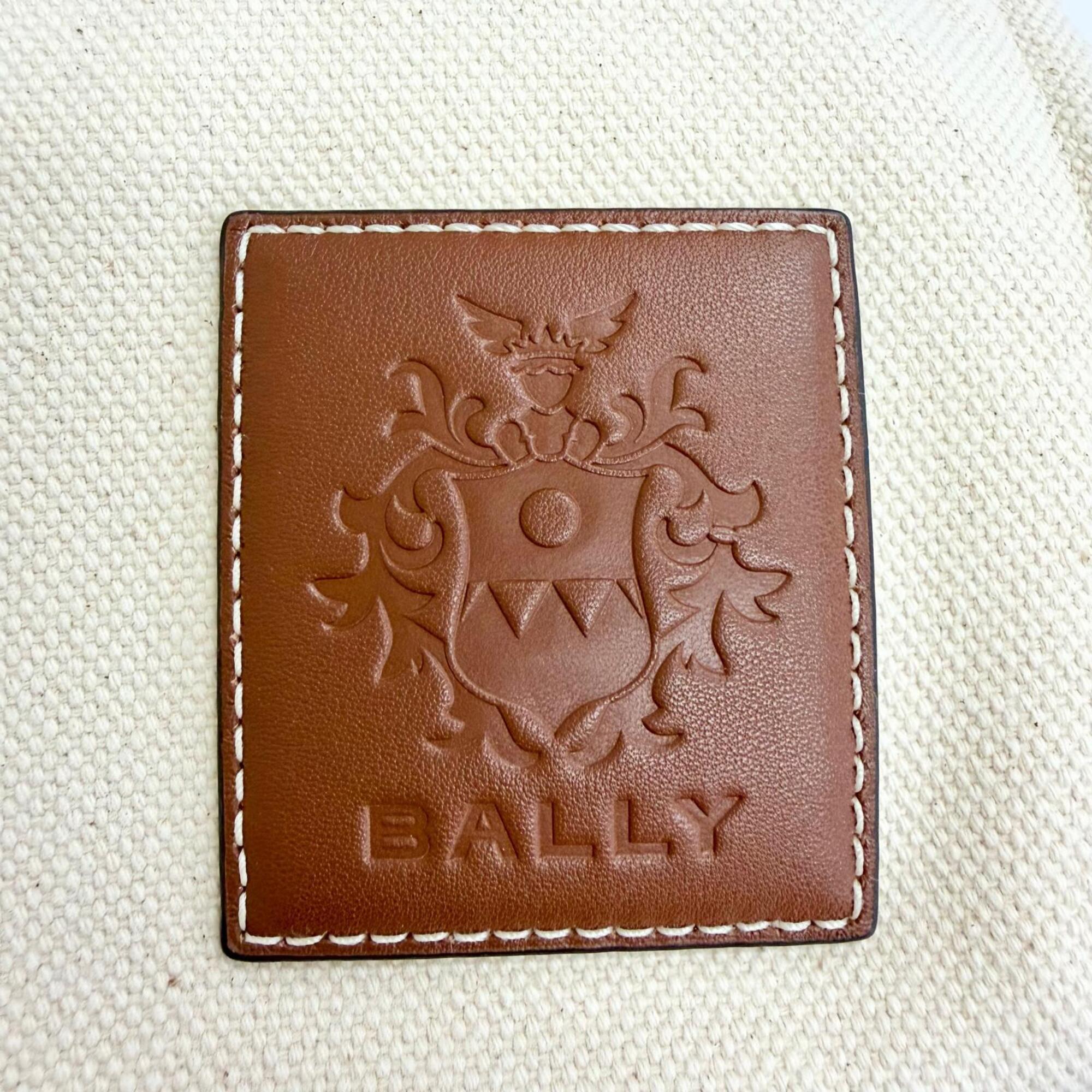 Bally Brown Ivory Canvas Leather Tote Bag (Pre-Owned)