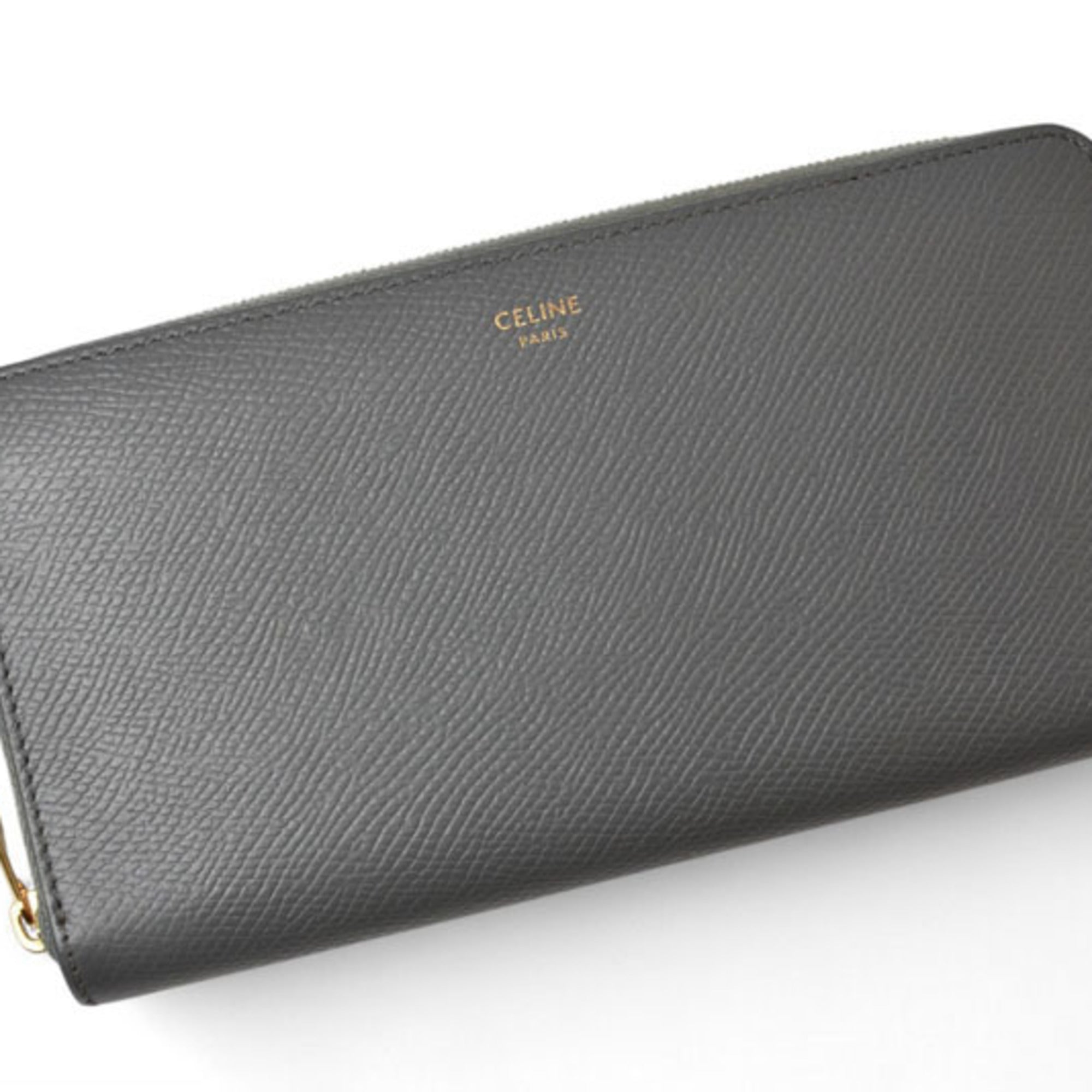 Celine Gray Leather Long Wallet (Bi-Fold) (Pre-Owned)