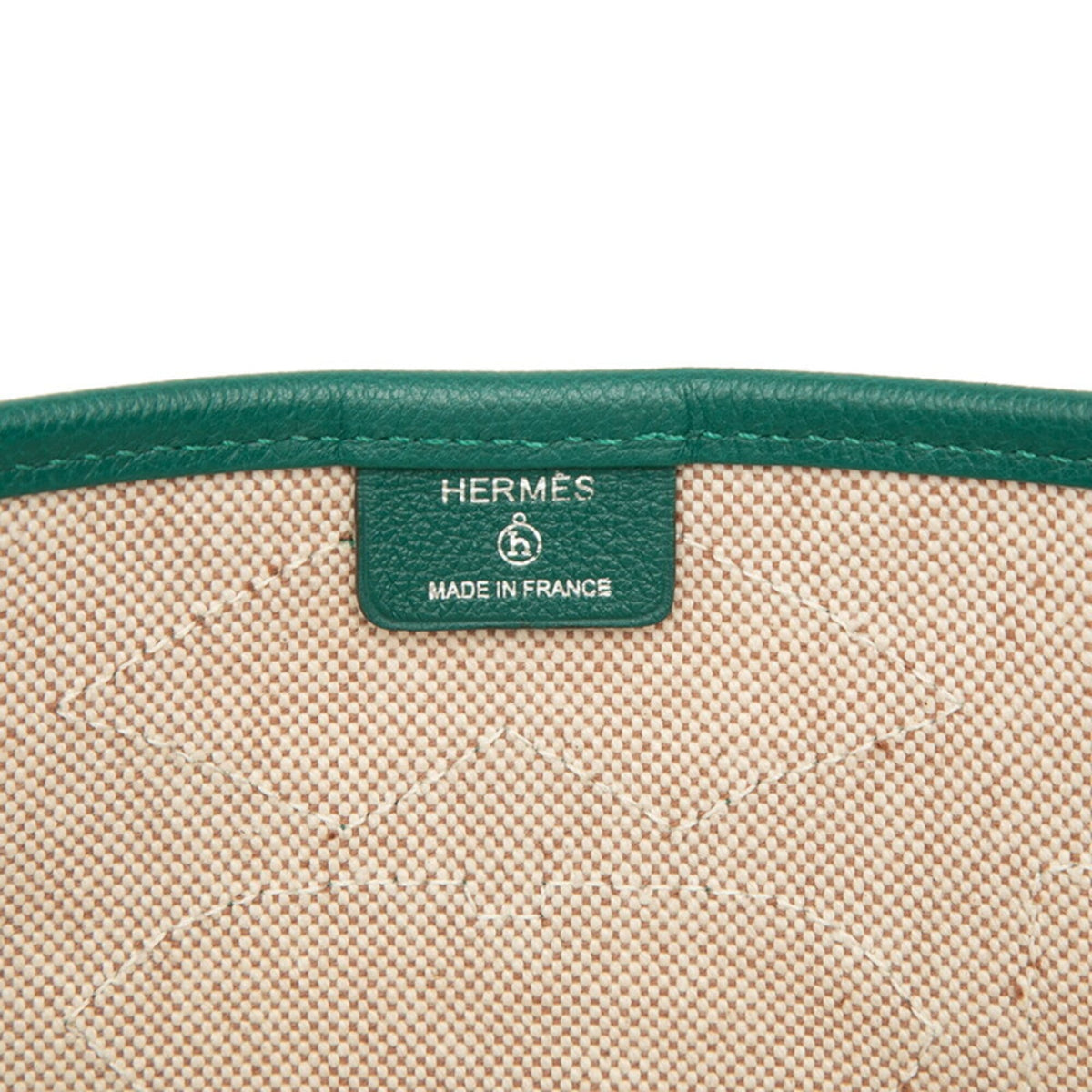 Hermes Beige Green Toile H Epsom Leather Shoulder Bag Tote Bag (Pre-Owned)