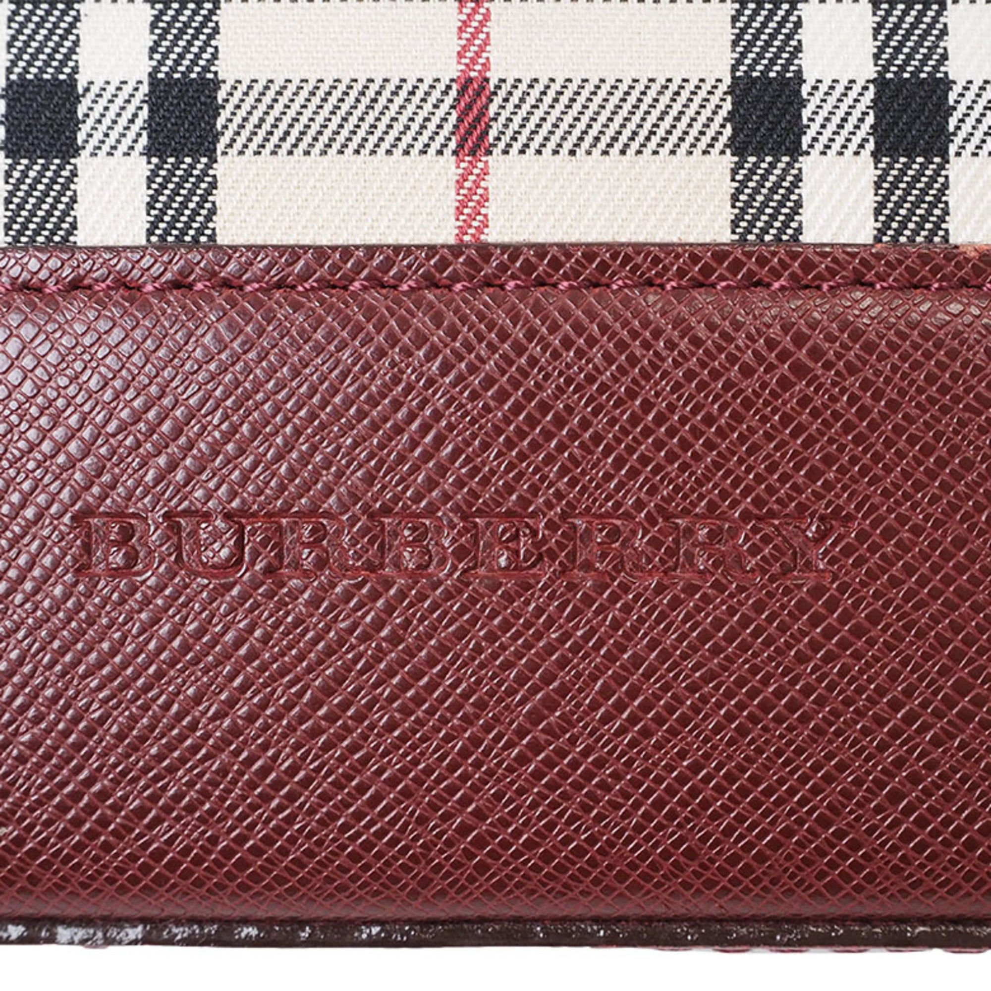 Burberry Beige Bordeaux Canvas Leather Tote Bag (Pre-Owned)