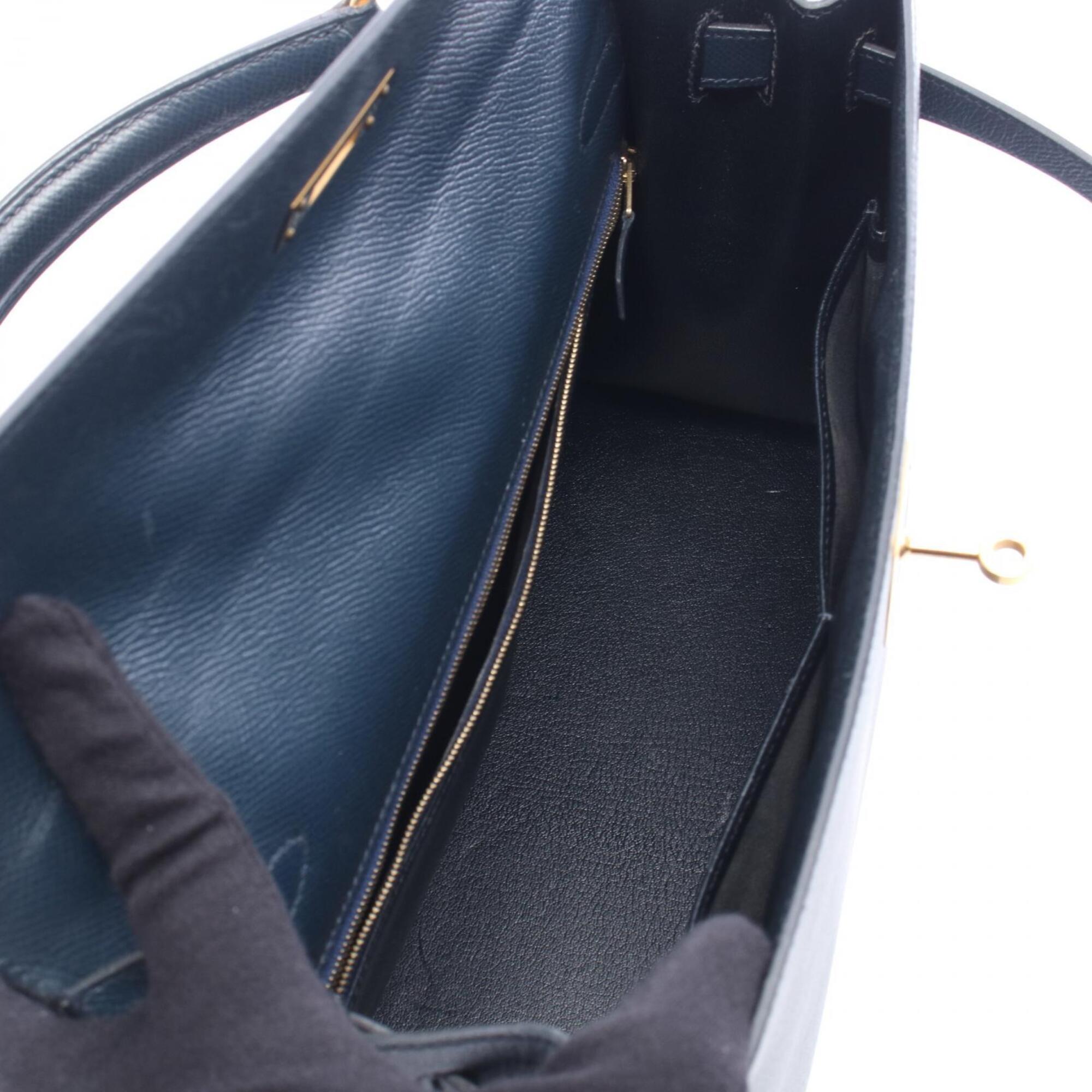Hermes Blue Indigo Navy Courchevel Leather Handbag (Pre-Owned)