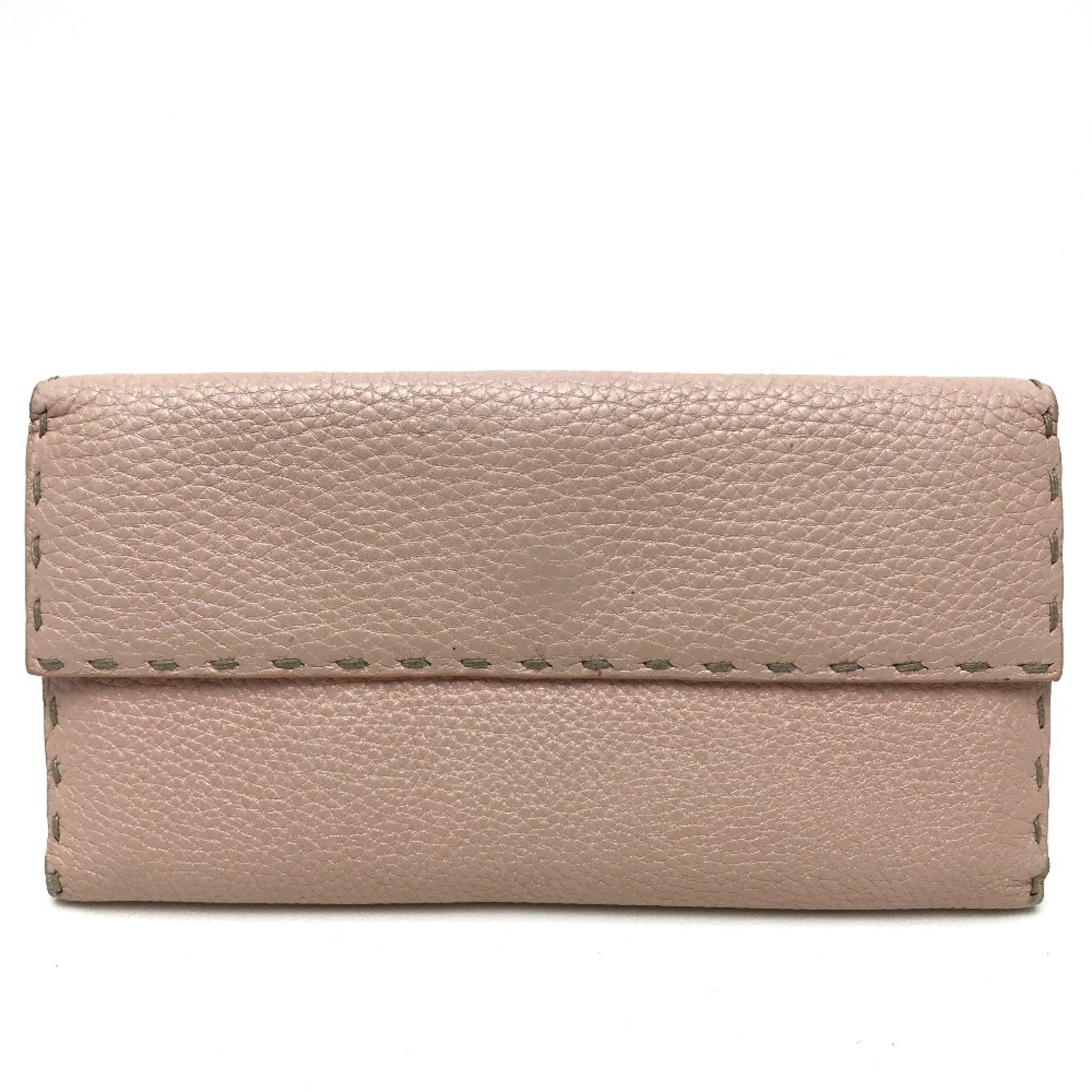 Fendi Selleria Pink Leather Long Wallet (Bi-Fold) (Pre-Owned)