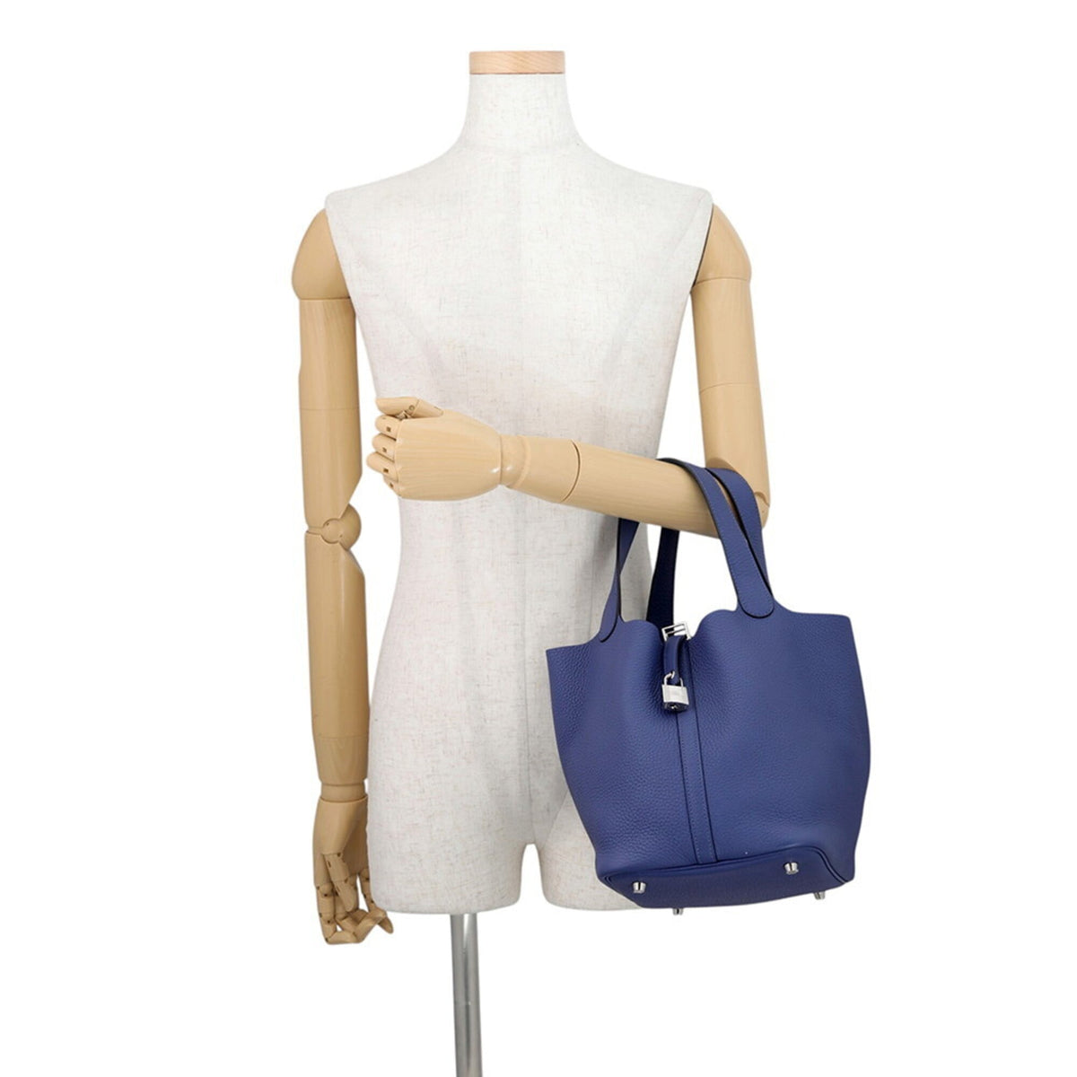 Hermes Bleu Saphir Taurillon Clemence Leather Handbag (Pre-Owned)