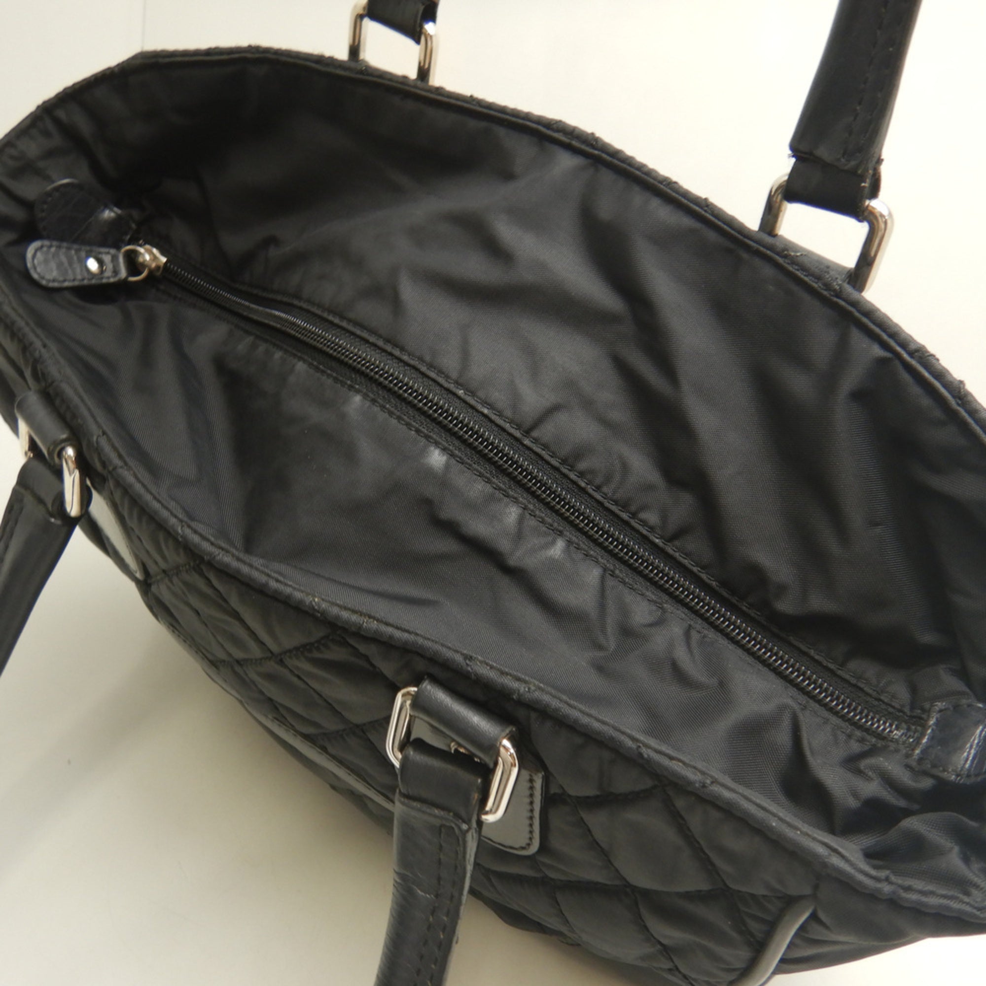 Chanel Black Nylon Leather Tote Bag (Pre-Owned)
