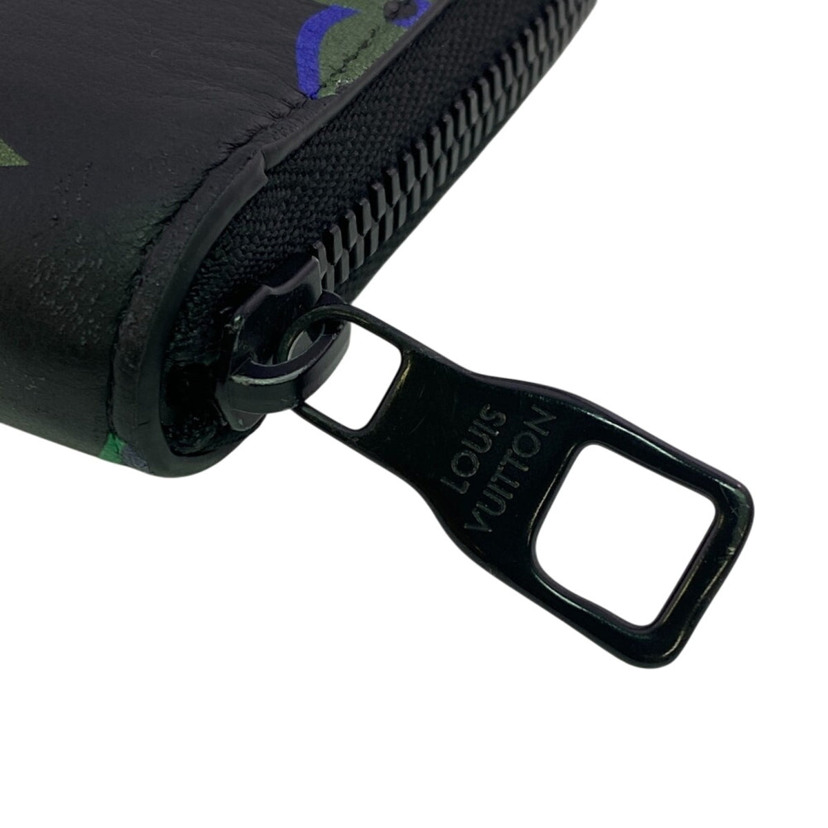 Louis Vuitton Monogram Black Green Purple Leather Long Wallet (Bi-Fold) (Pre-Owned)