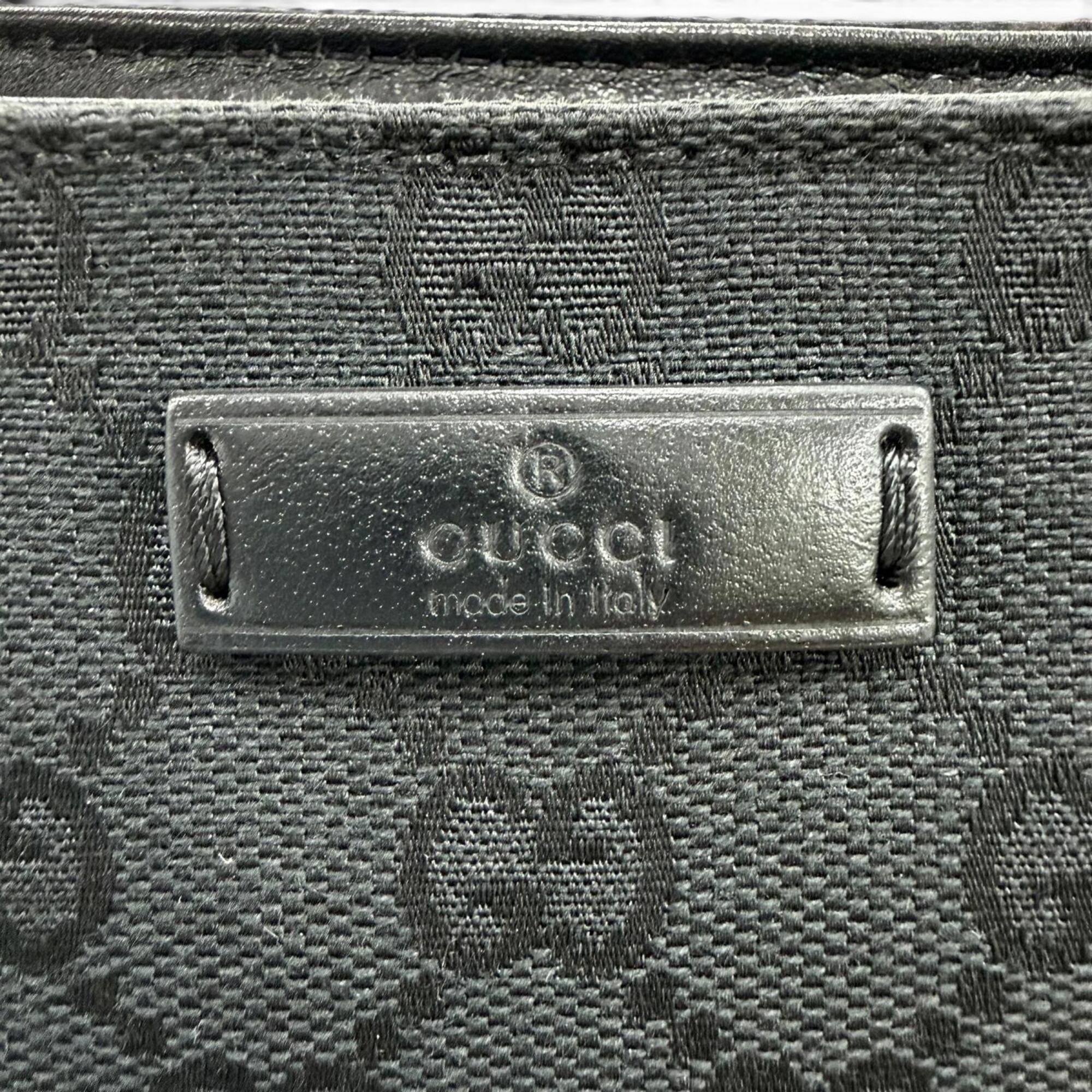 Gucci Black Gg Canvas Leather Handbag Pouch (Pre-Owned)