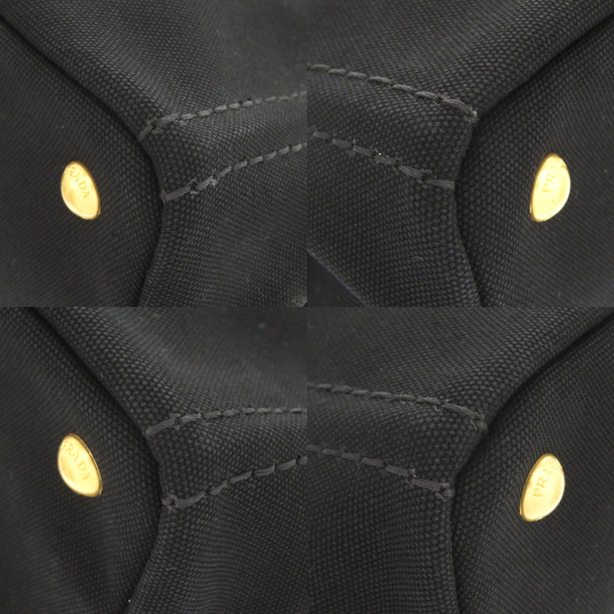 Prada Black Canvas Handbag Shoulder Bag Tote Bag (Pre-Owned)