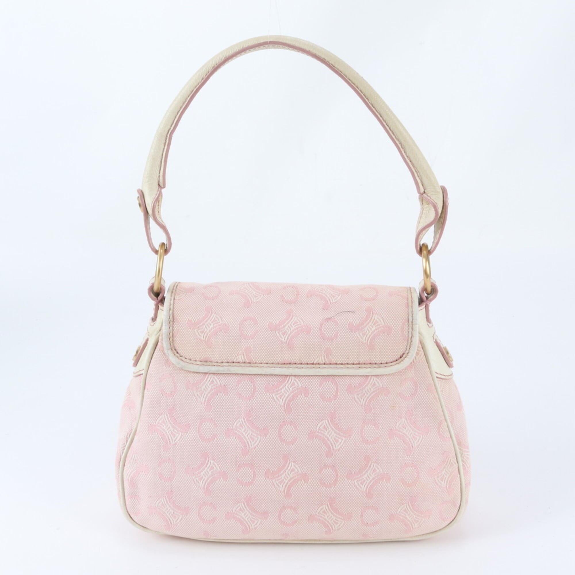 Celine Macadam Ivory Pink Leather Canvas Handbag Shoulder Bag (Pre-Owned)