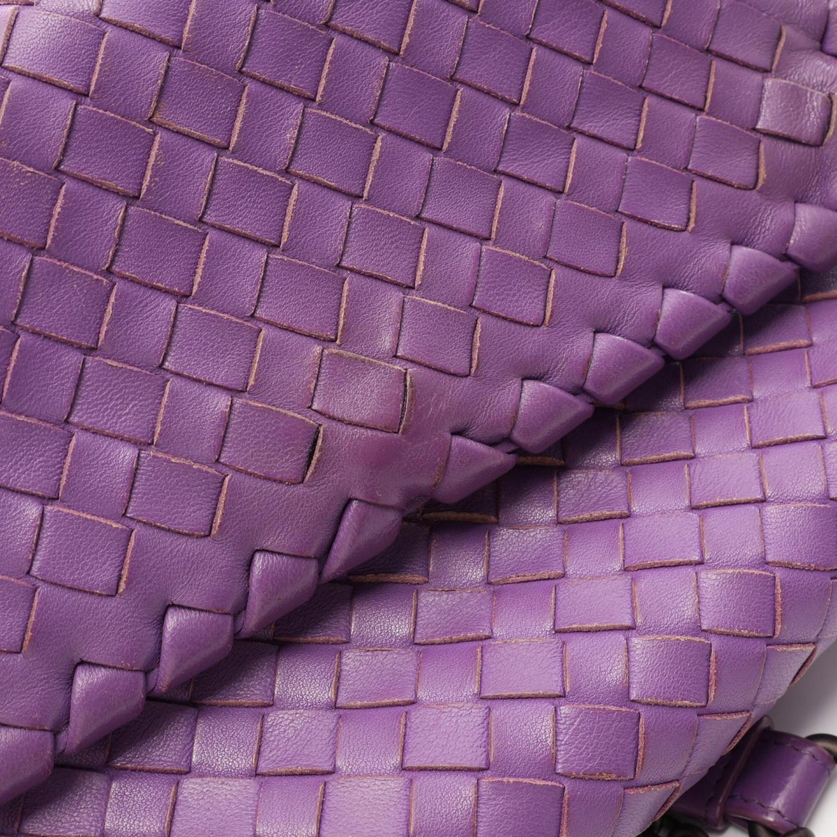 Bottega Veneta Intrecciato Purple Leather Shoulder Bag (Pre-Owned)