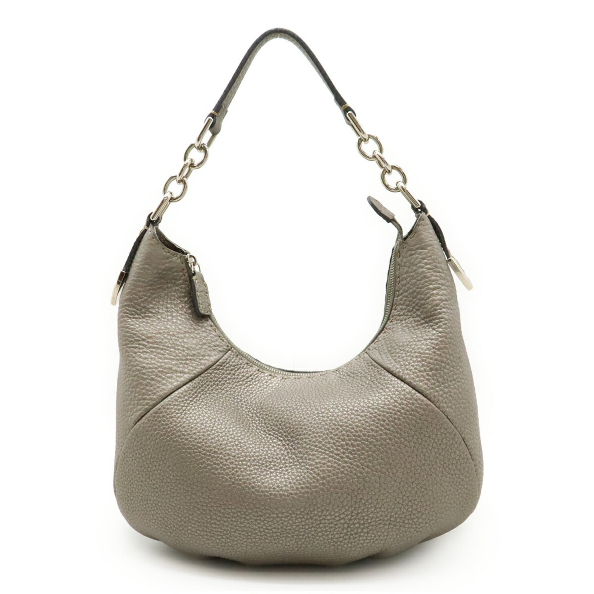 Fendi Selleria Silver Leather Shoulder Bag (Pre-Owned)