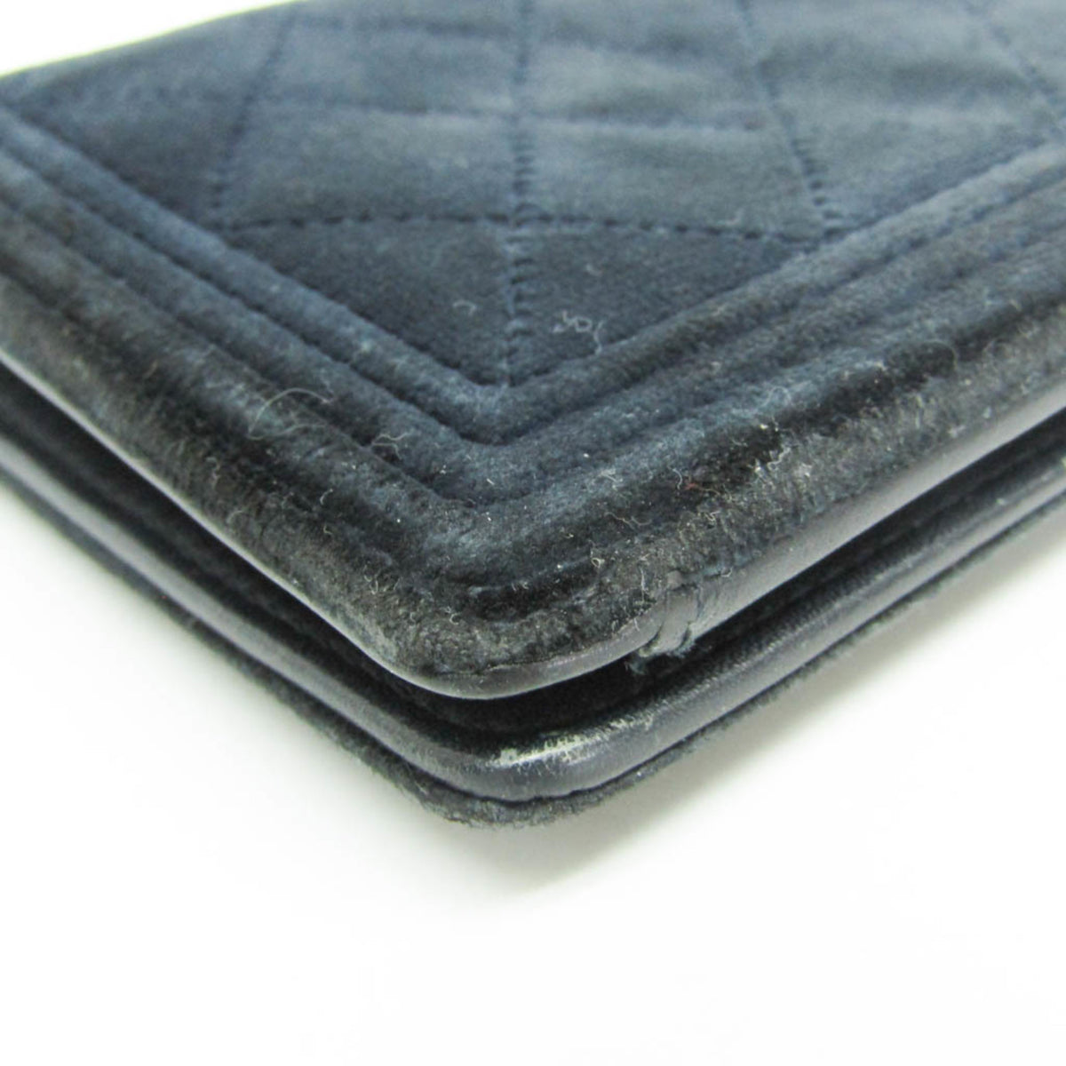 Chanel Boy Chanel Dark Navy Leather Long Wallet (Bi-Fold) (Pre-Owned)