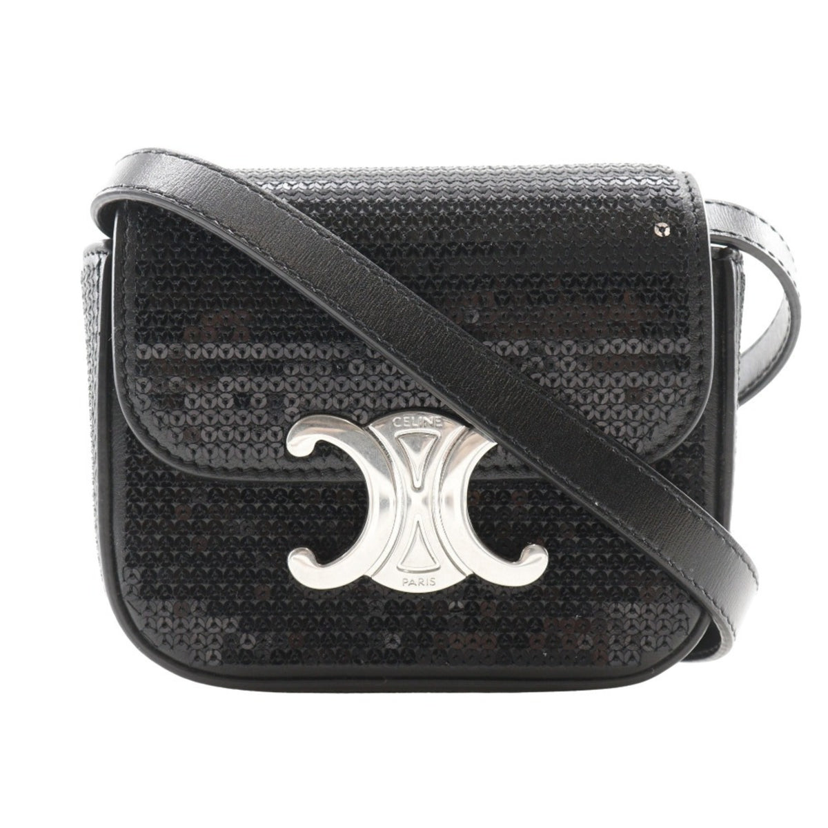 Celine Black Leather Spangles Shoulder Bag (Pre-Owned)