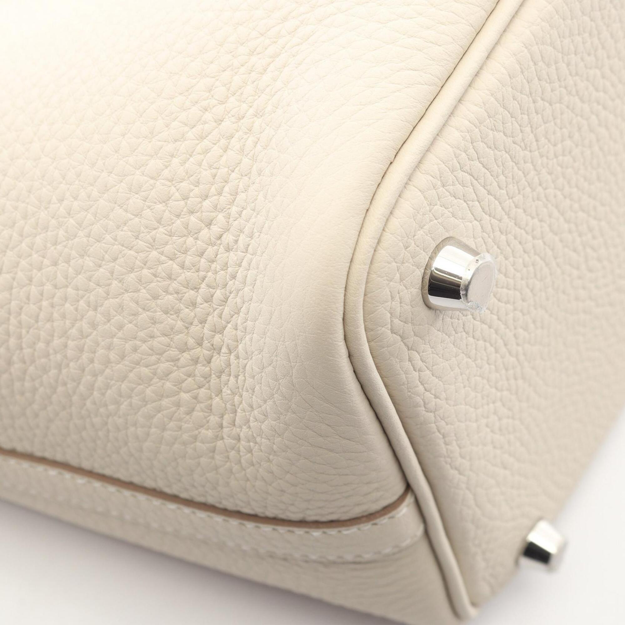 Hermes White Leather Taurillon Clemence Leather Handbag (Pre-Owned)