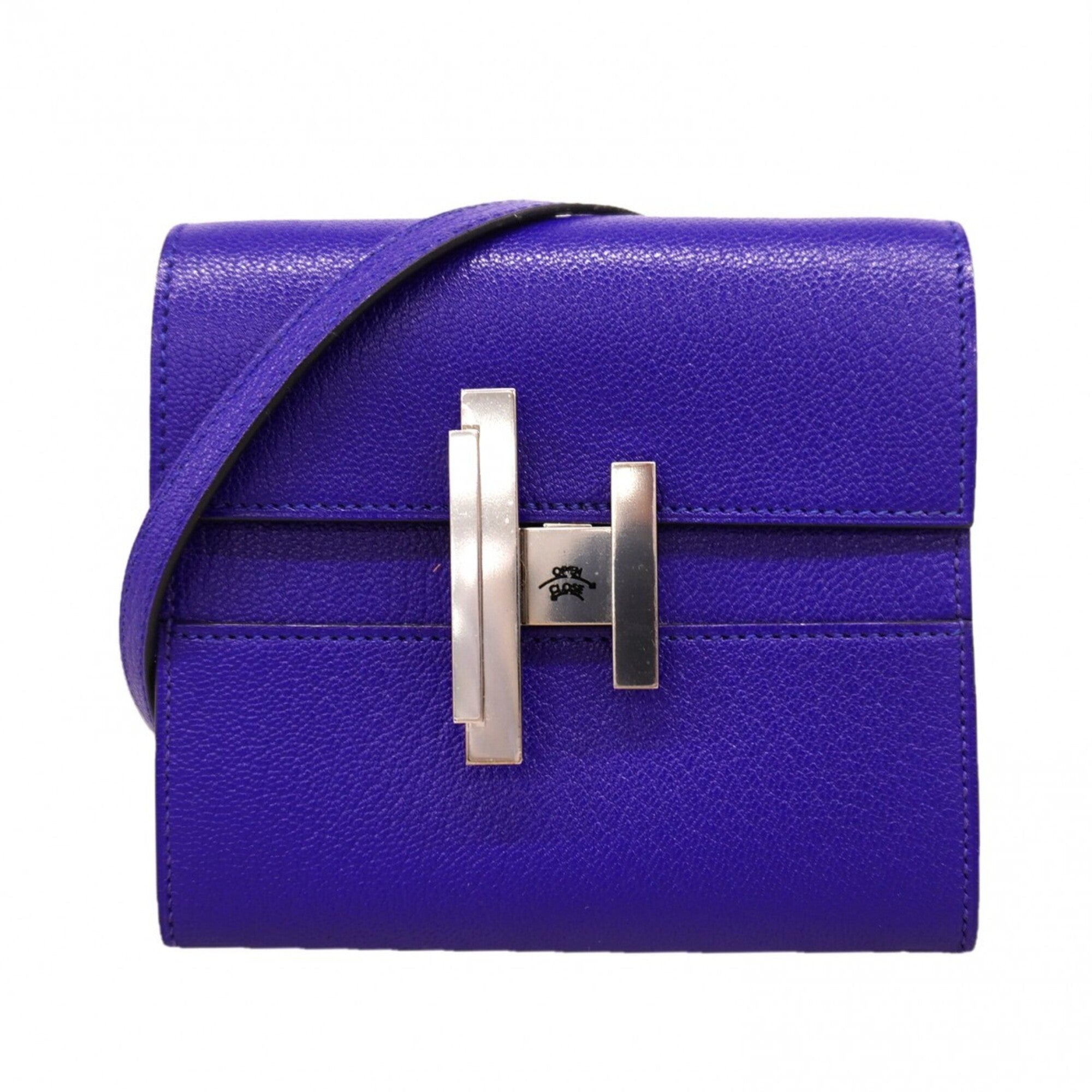 Hermes Blue Electric Evercalf Leather Chain/Shoulder Wallet (Pre-Owned)