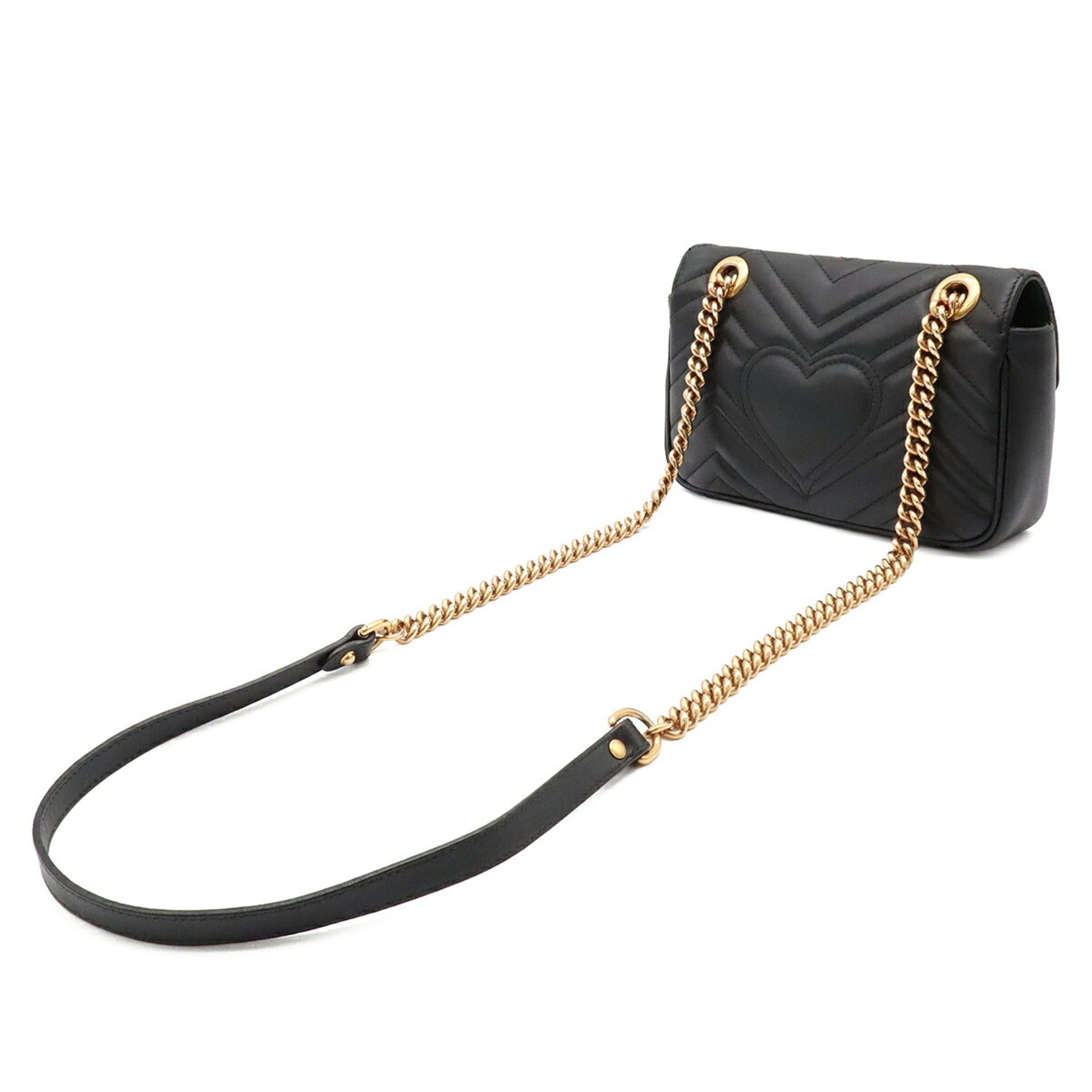 Gucci Gg Marmont Black Leather Pochette Shoulder Bag (Pre-Owned)