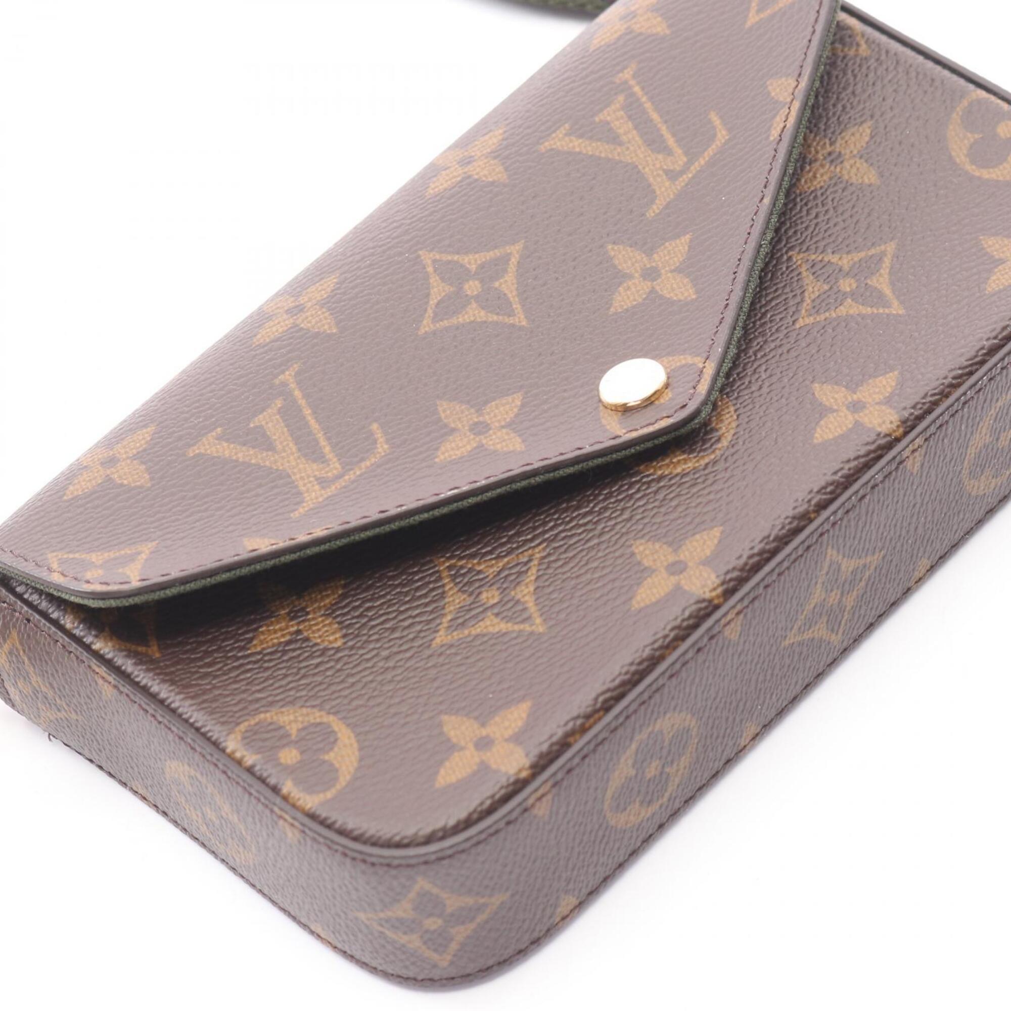 Louis Vuitton Brown Green Coated Canvas Handbag Pochette Shoulder Bag (Pre-Owned)