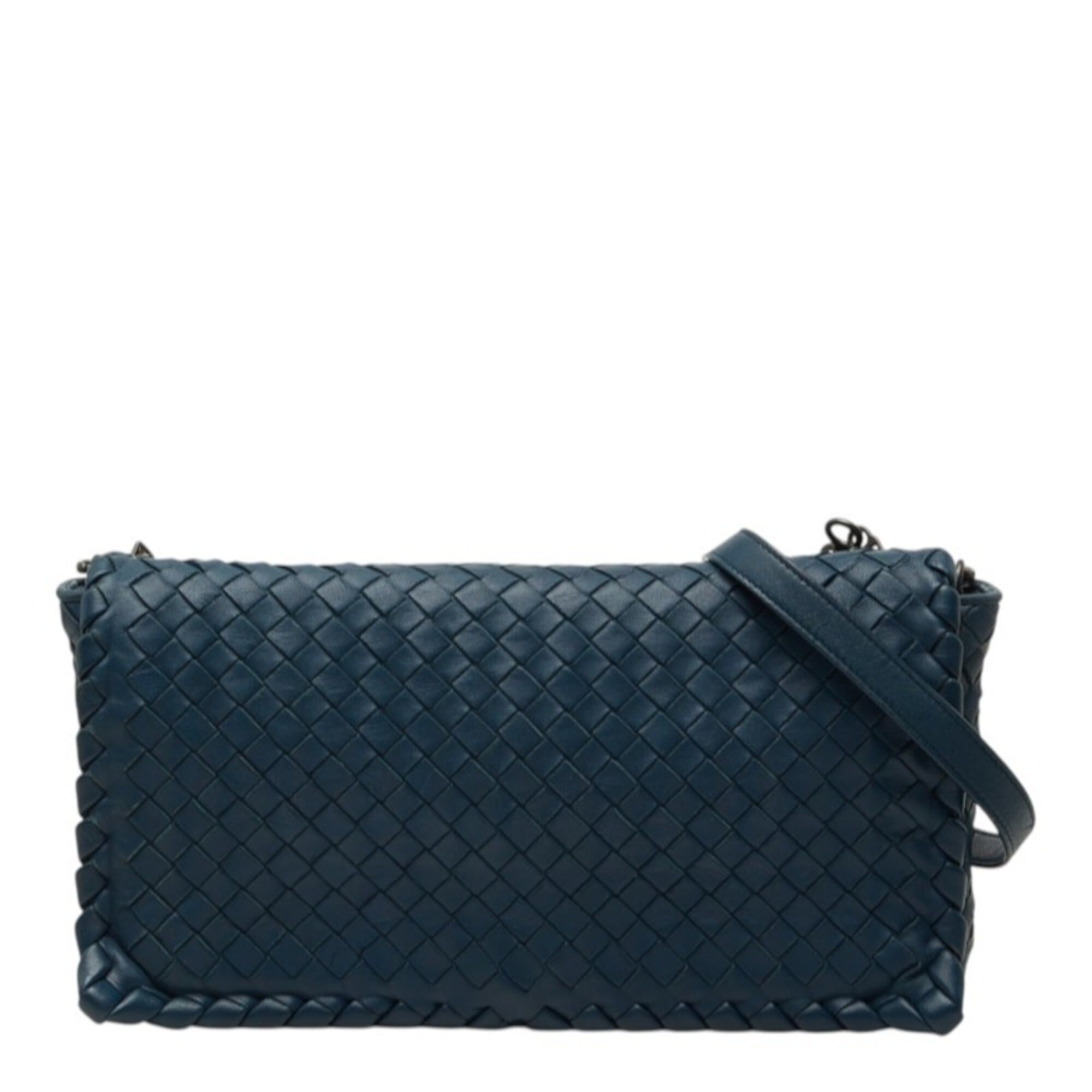Bottega Veneta Navy Intrecciato Shoulder Bag (Pre-Owned)