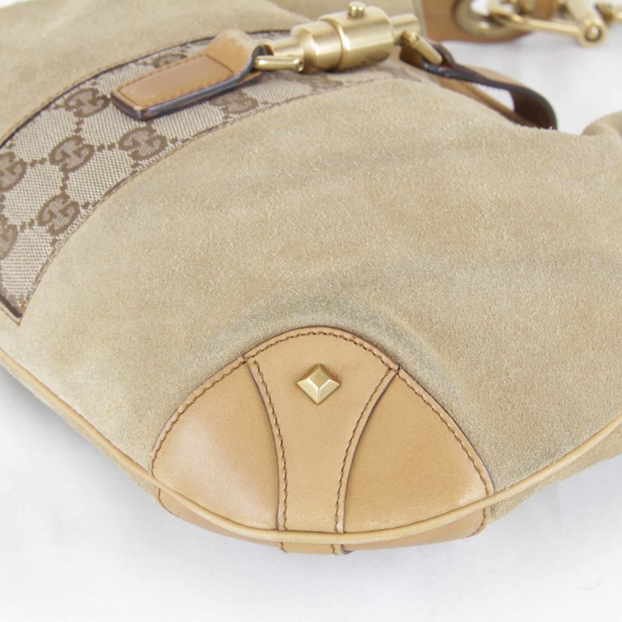 Gucci New Jackie Beige Suede Leather Handbag (Pre-Owned)