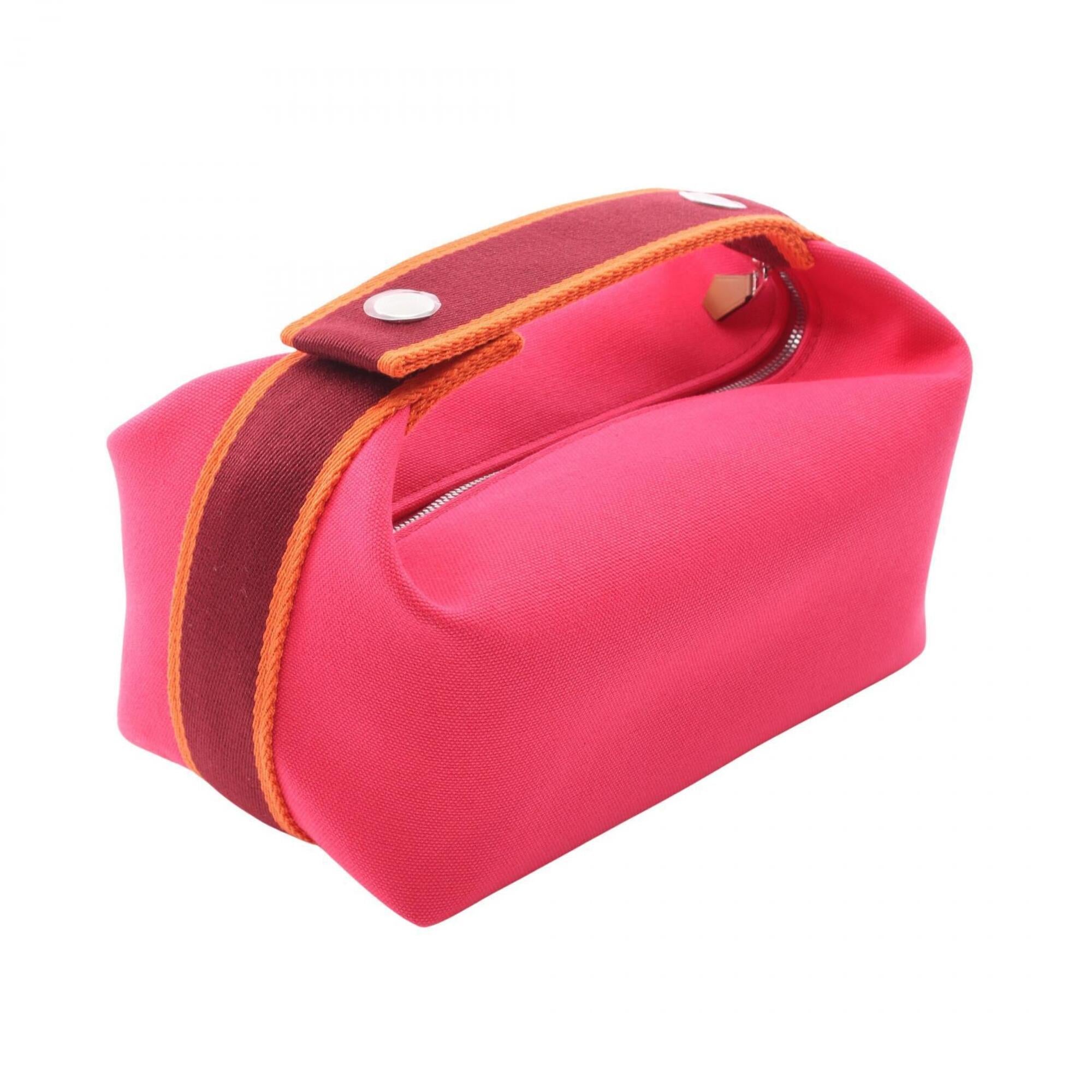 Hermes Bordeaux Orange Pink Canvas Handbag (Pre-Owned)