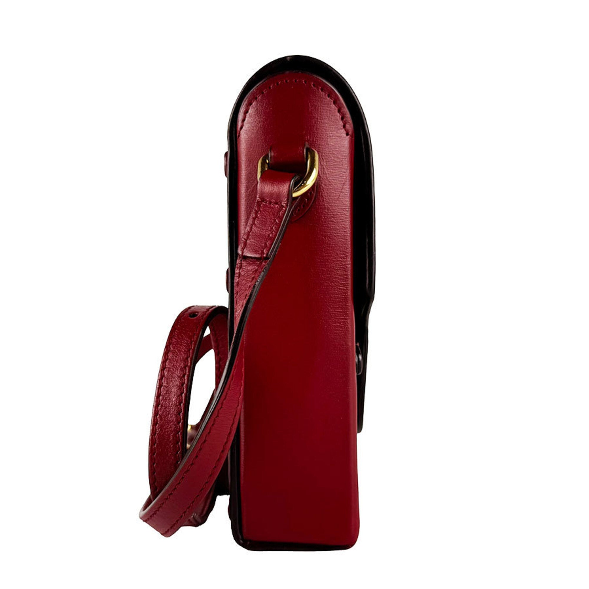 Gucci Red Color Leather Shoulder Bag (Pre-Owned)