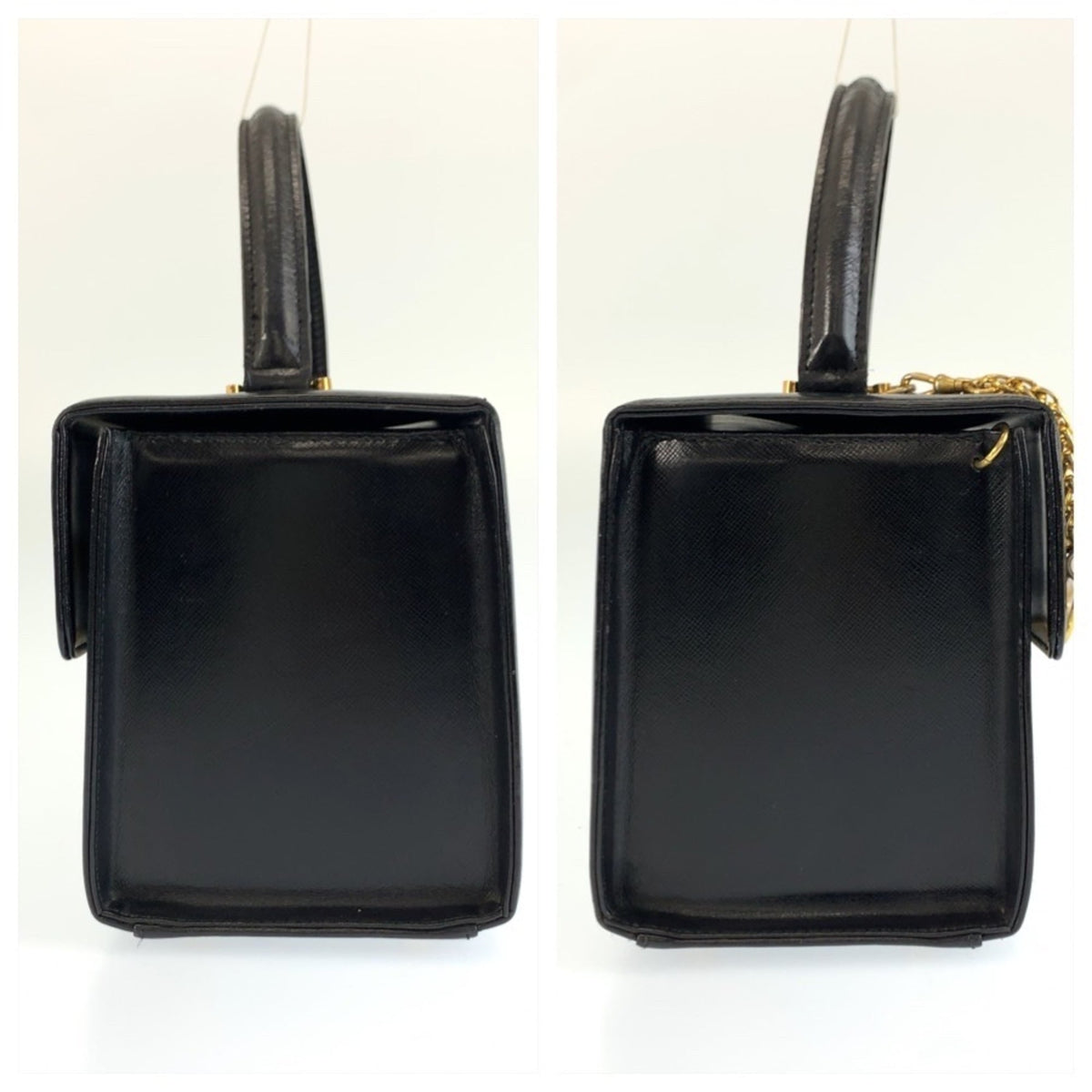 Versace Black Patent Leather Handbag Vanity Bag (Pre-Owned)