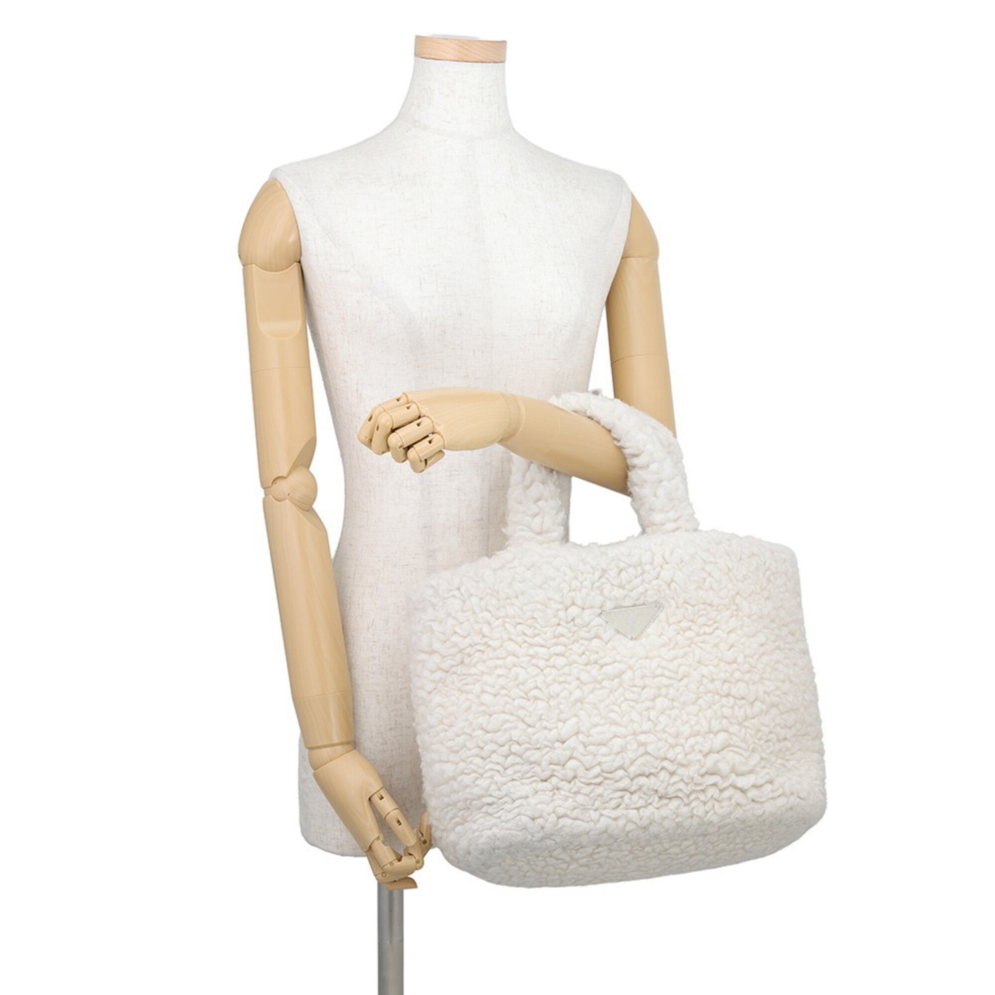 Prada White Cashmere Wool Handbag Tote Bag (Pre-Owned)