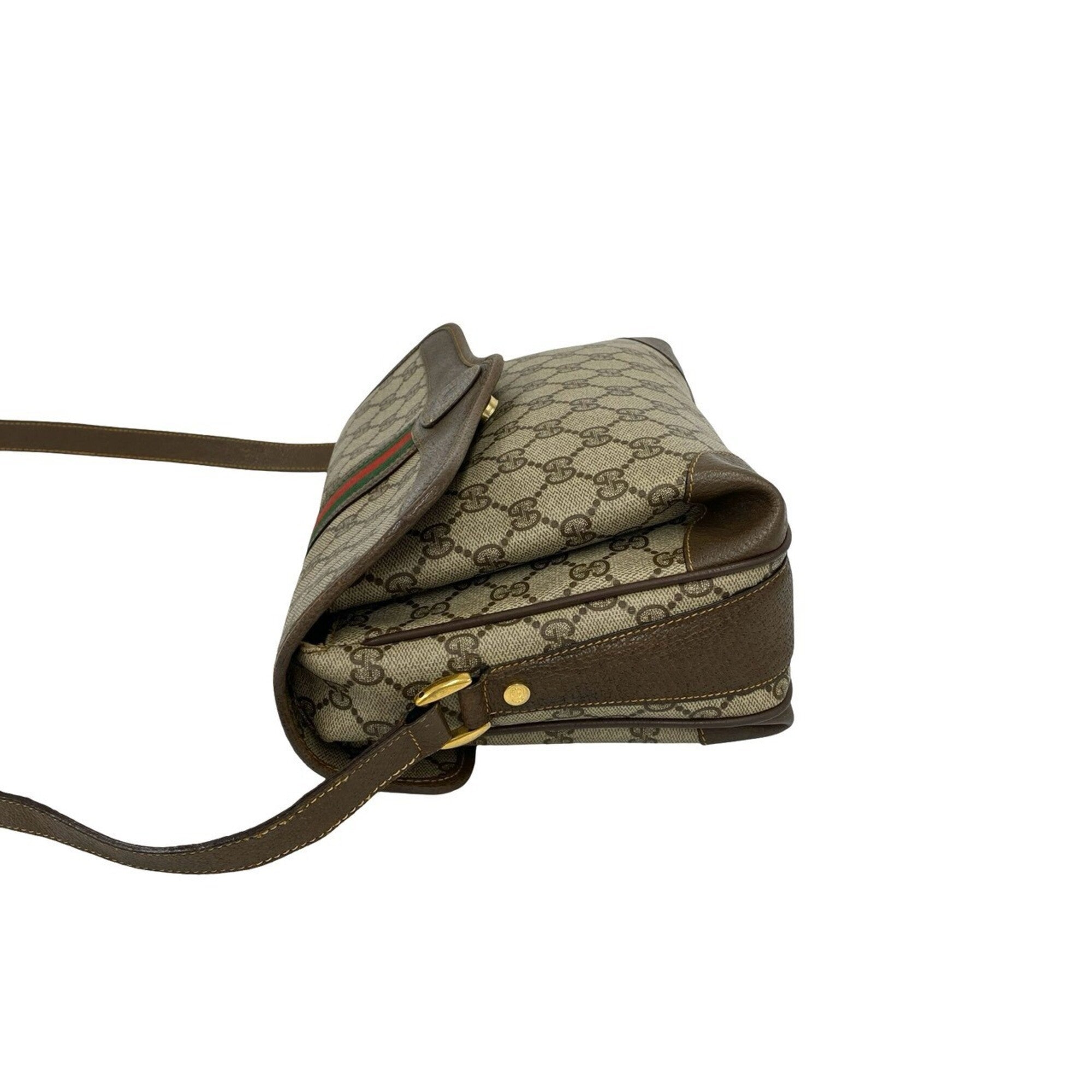 Gucci Brown Green Red Color Leather Pvc Pochette Shoulder Bag (Pre-Owned)