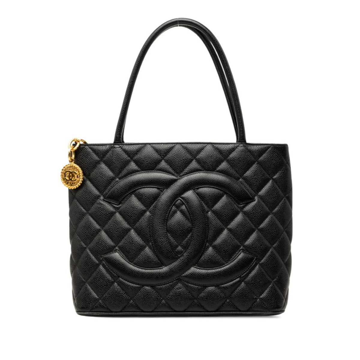 Chanel Matelasse Black Grained Calfskin Handbag Tote Bag (Pre-Owned)