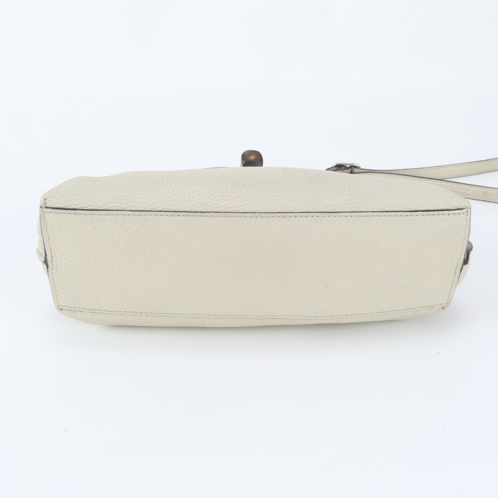 Gucci Bamboo White Leather Handbag Shoulder Bag (Pre-Owned)