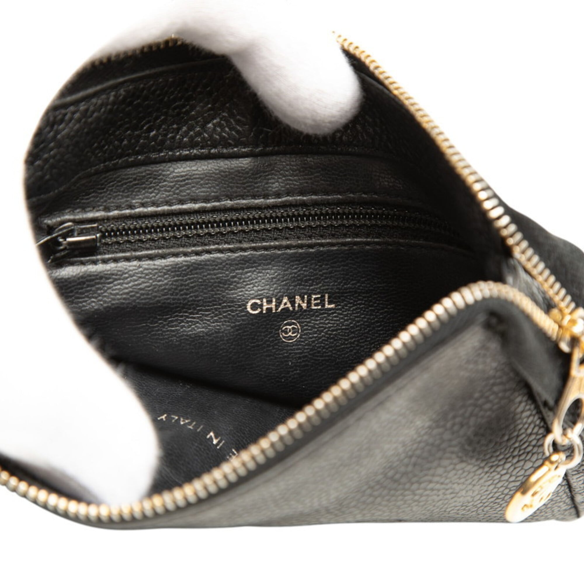 Chanel Black Grained Calfskin Handbag Pouch (Pre-Owned)