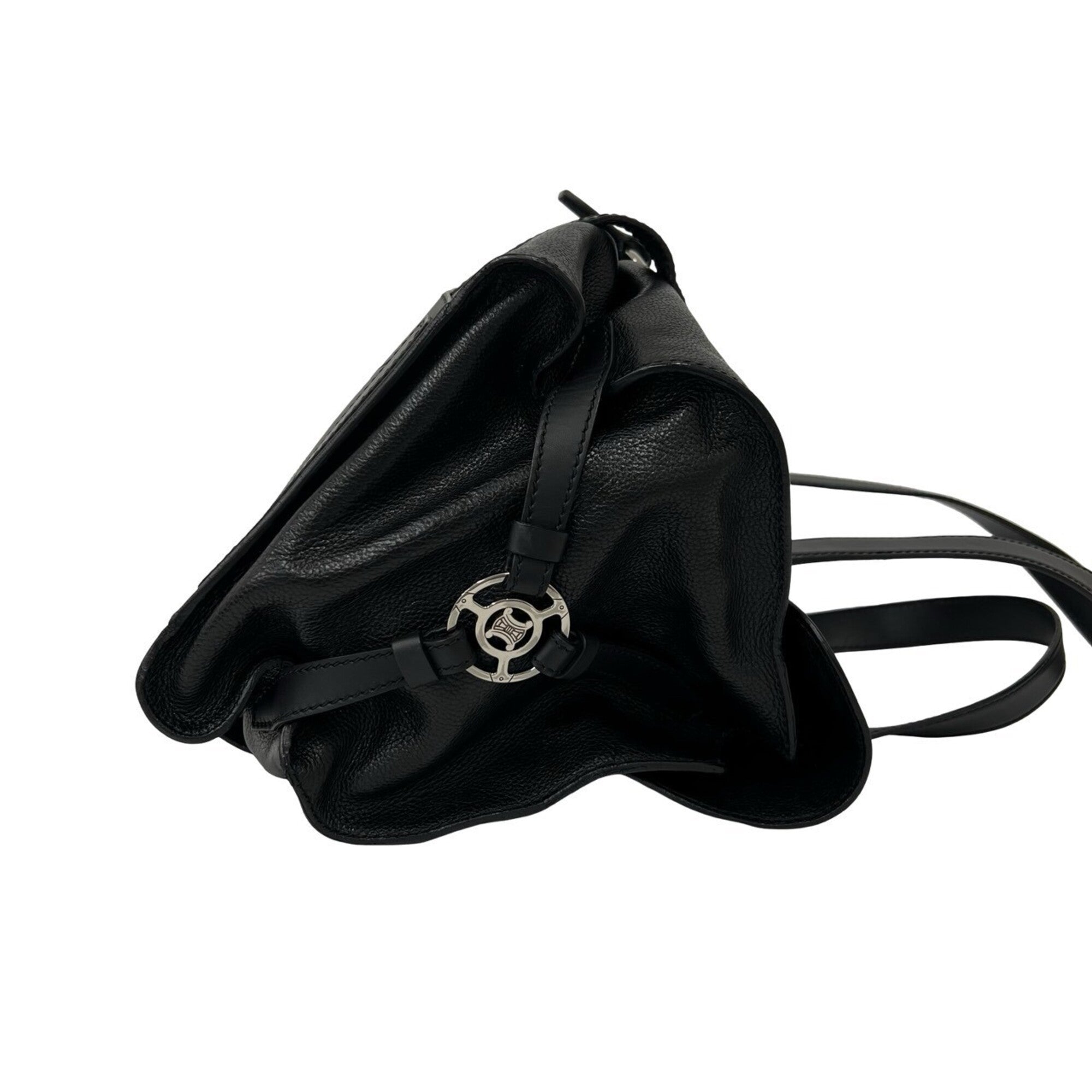 Celine Black Leather Boston Bag Handbag Tote Bag (Pre-Owned)