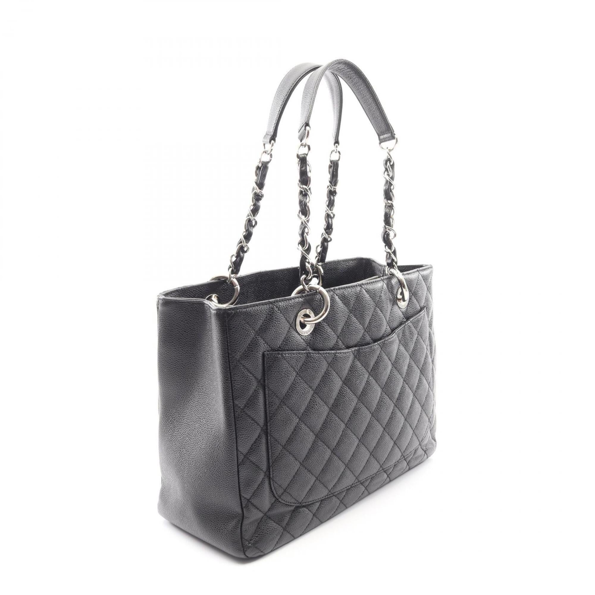 Chanel Black Leather Handbag Tote Bag (Pre-Owned)