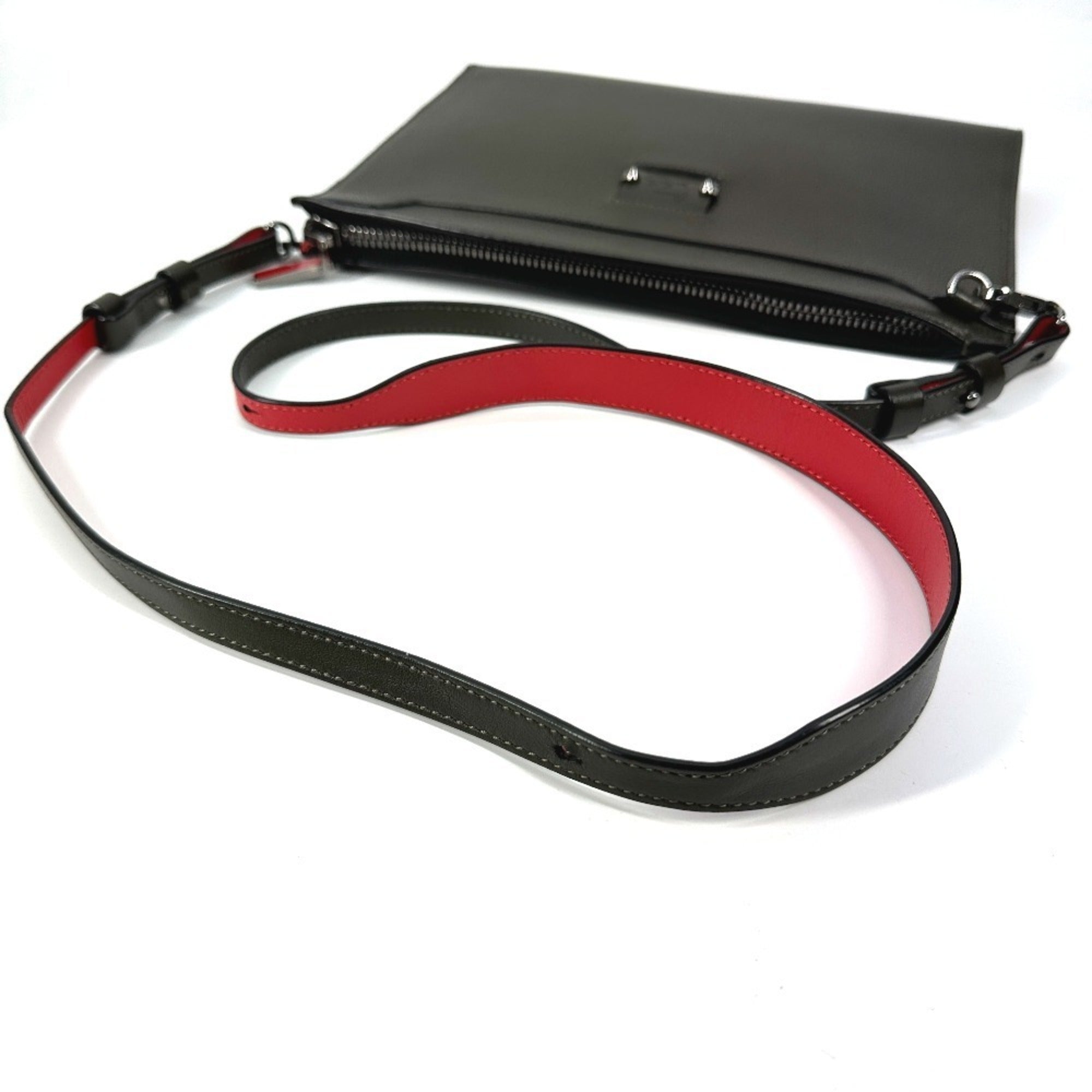 Christian Louboutin Khaki Leather Clutch Bag Shoulder Bag (Pre-Owned)