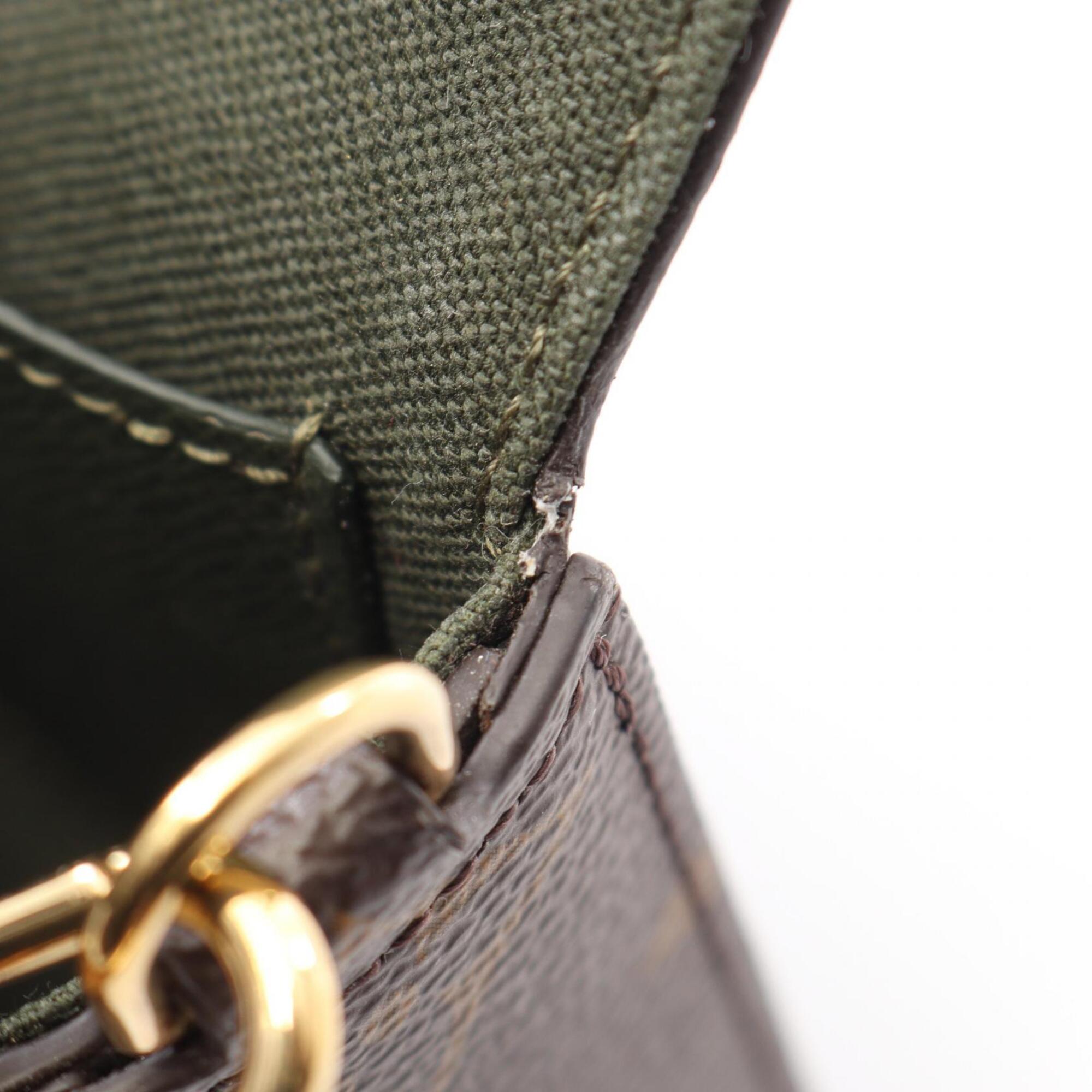 Louis Vuitton Brown Green Monogram Coated Canvas Pochette Shoulder Bag (Pre-Owned)