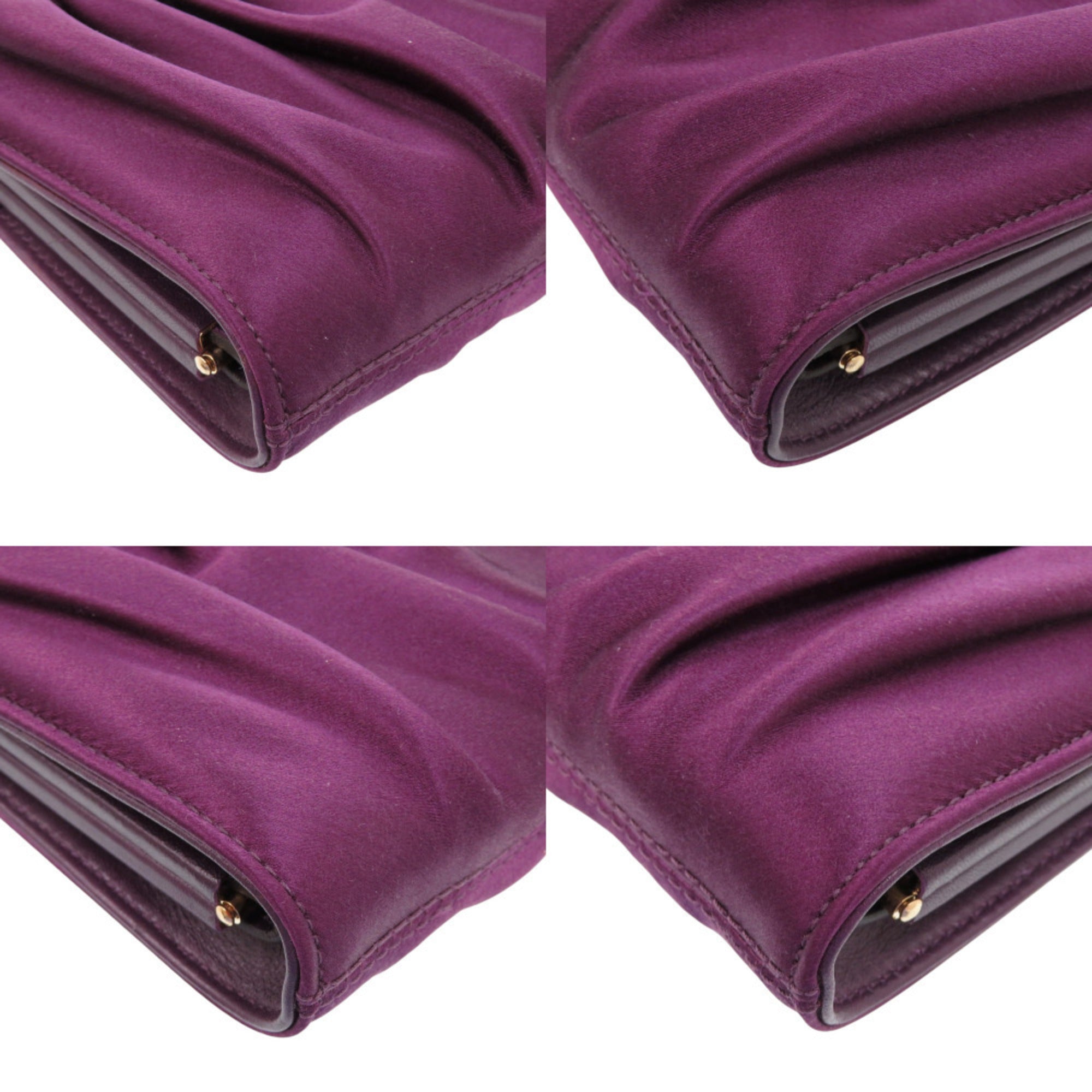 Salvatore Ferragamo Purple Satin Clutch Bag (Pre-Owned)