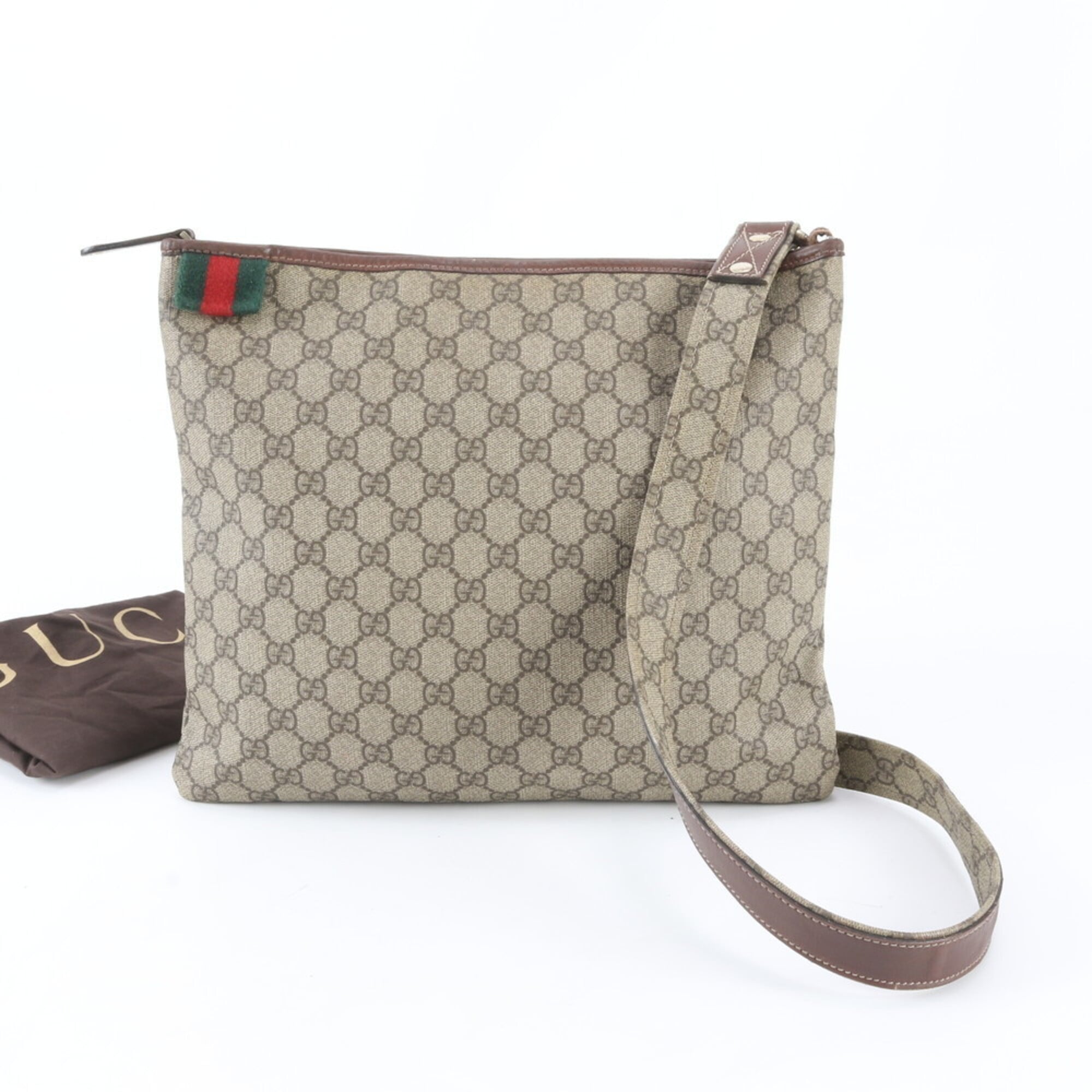 Gucci Brown Coated Canvas Leather Shoulder Bag Tote Bag (Pre-Owned)
