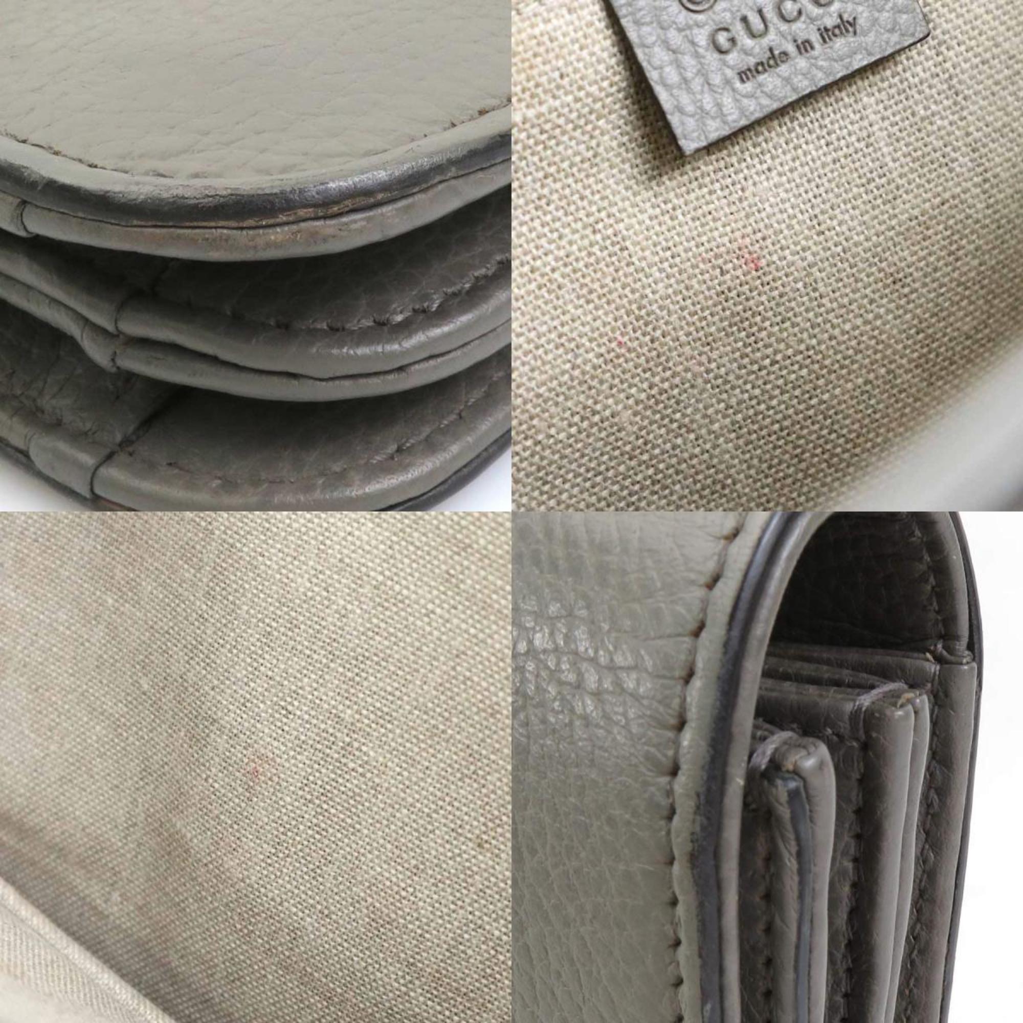 Gucci Gray Leather Shoulder Bag (Pre-Owned)