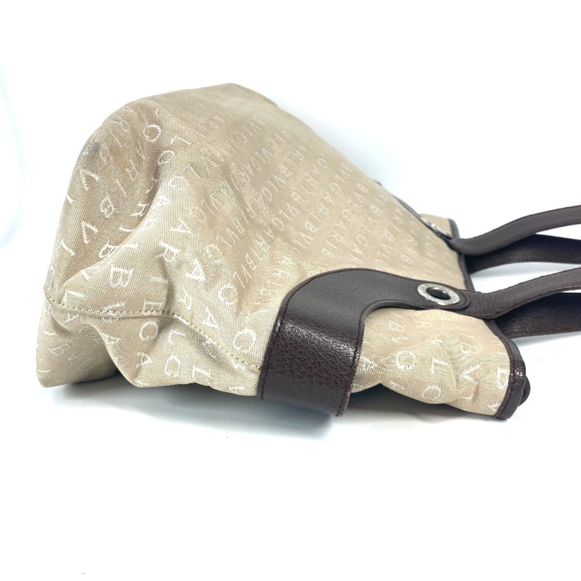 Bvlgari Beige Canvas Leather Shoulder Bag Tote Bag (Pre-Owned)