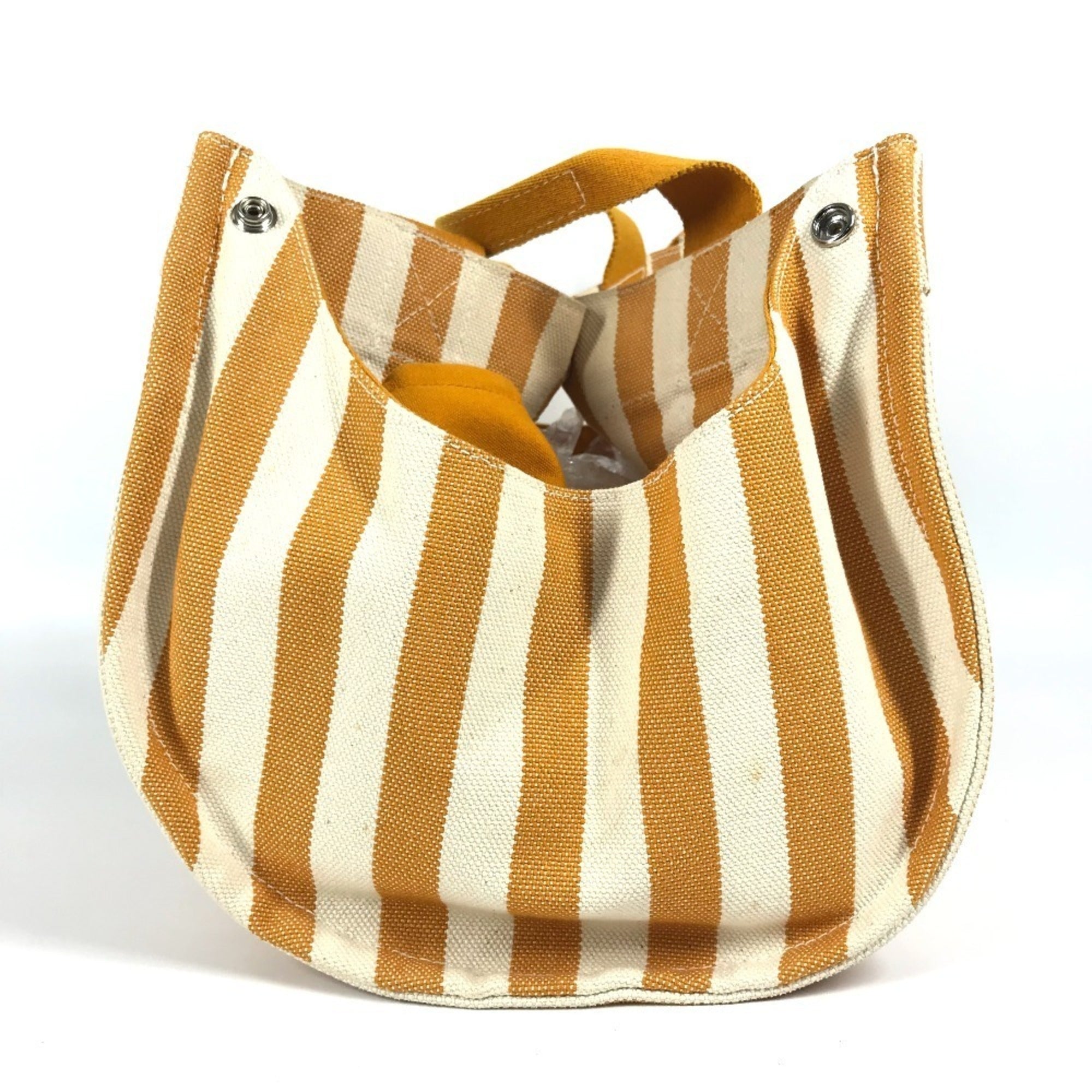 Hermes White Yellow Canvas Handbag Tote Bag (Pre-Owned)