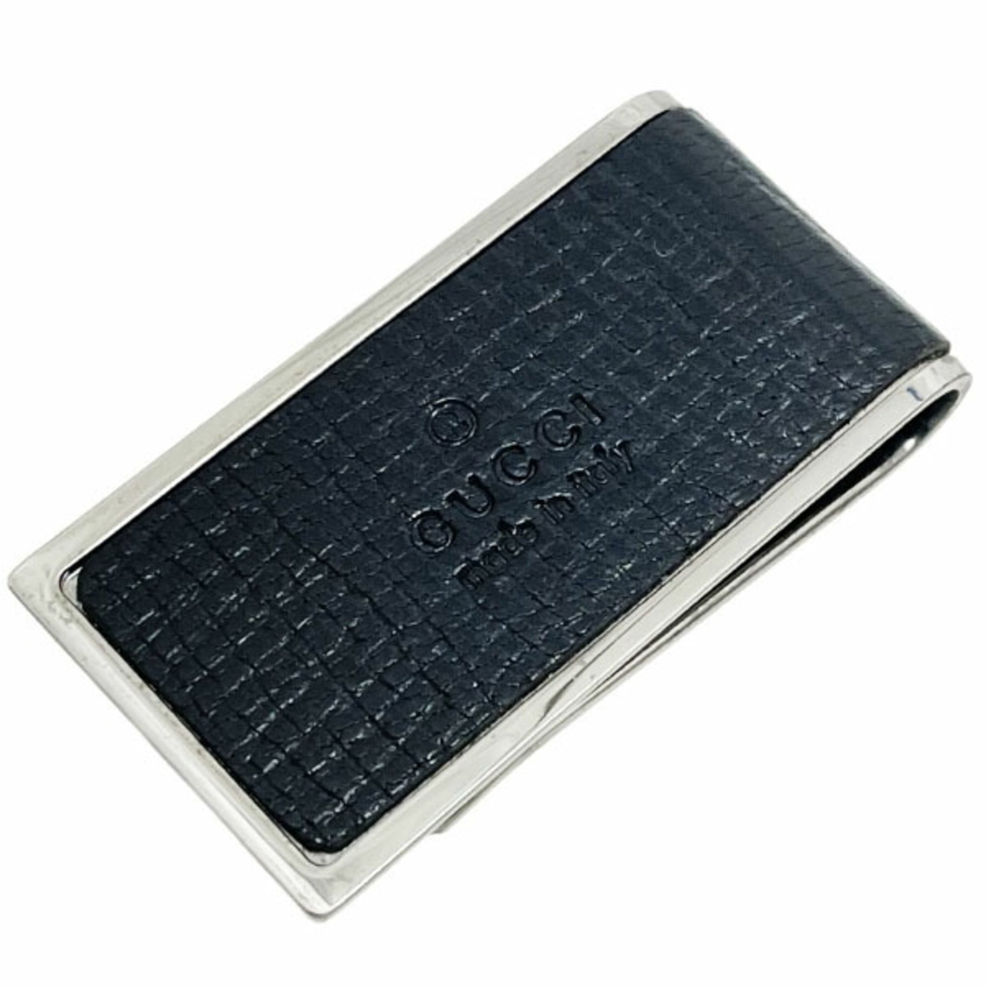 Gucci Black Leather Metal Money Clip (Pre-Owned)