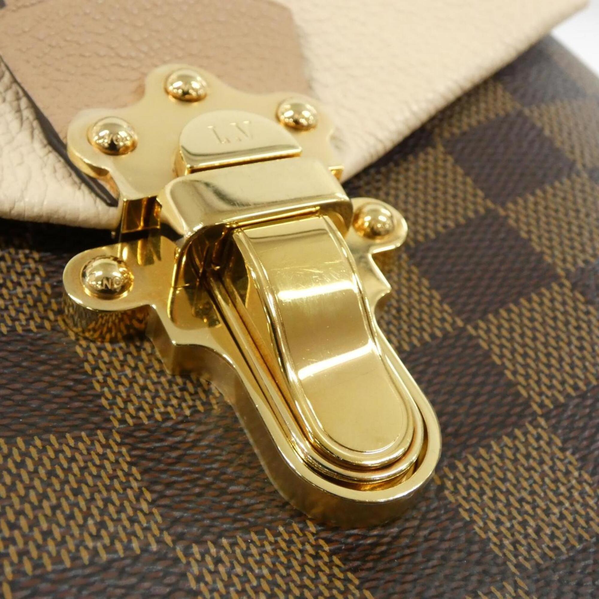 Louis Vuitton Brown Cream Coated Canvas Leather Backpack (Pre-Owned)
